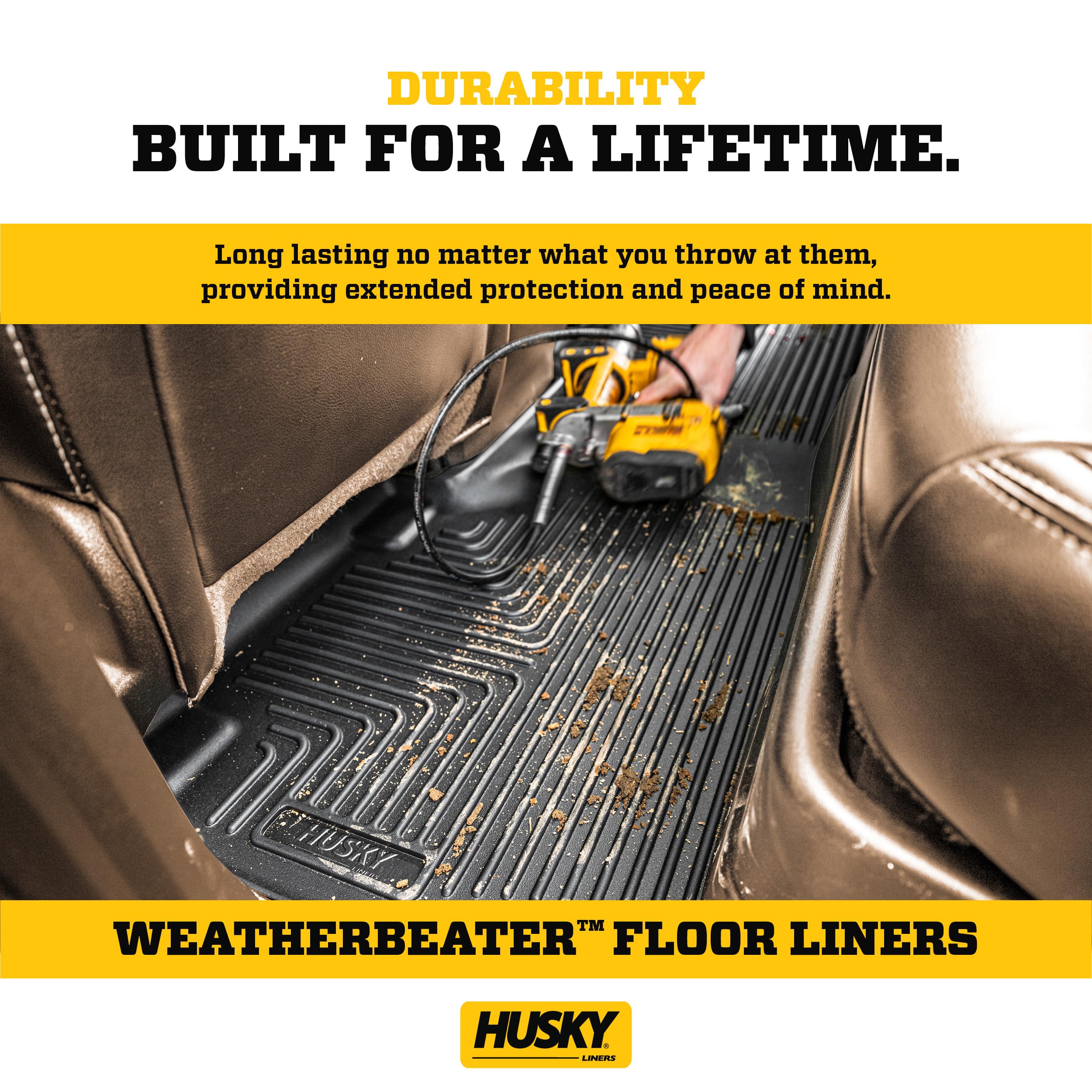 Husky Liners Weatherbeater Floor Mats | Fits 2009-2013 Toyota Corolla/Matrix, 2009-2010 Pontiac Vibe | Front & 2nd Row, 3-pc Black - 98531