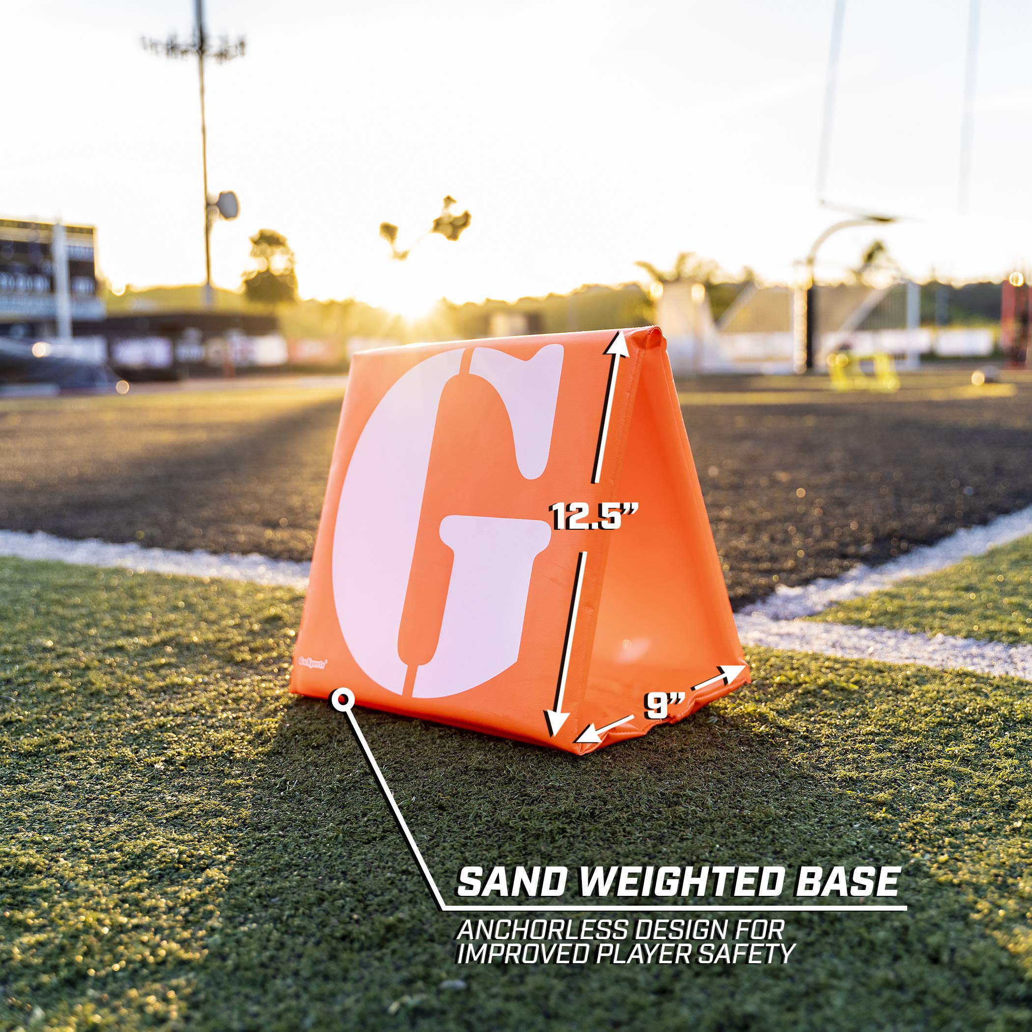 GoSports Football Field Yard Line Markers - Set of 11, High Visibility Weighted Yardage Markers with Portable Carrying Case