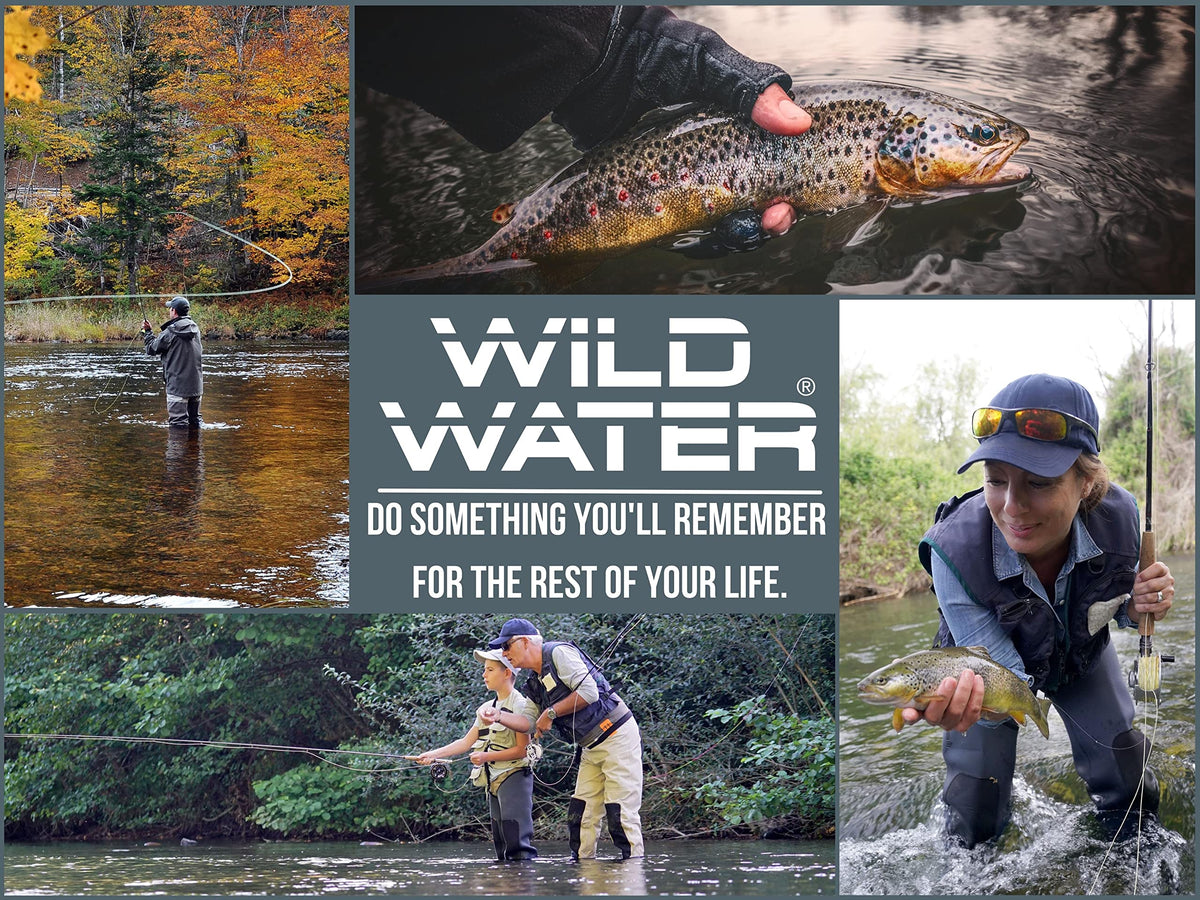 Wild Water Deluxe Fly Fishing Combo Starter Kit, 5 or 6 Weight 9 Foot Fly Rod, 4-Piece Graphite Rod with Cork Handle, Accessories, Die Cast Aluminum Reel, Carrying Case, Fly Box Case & Fishing Flies