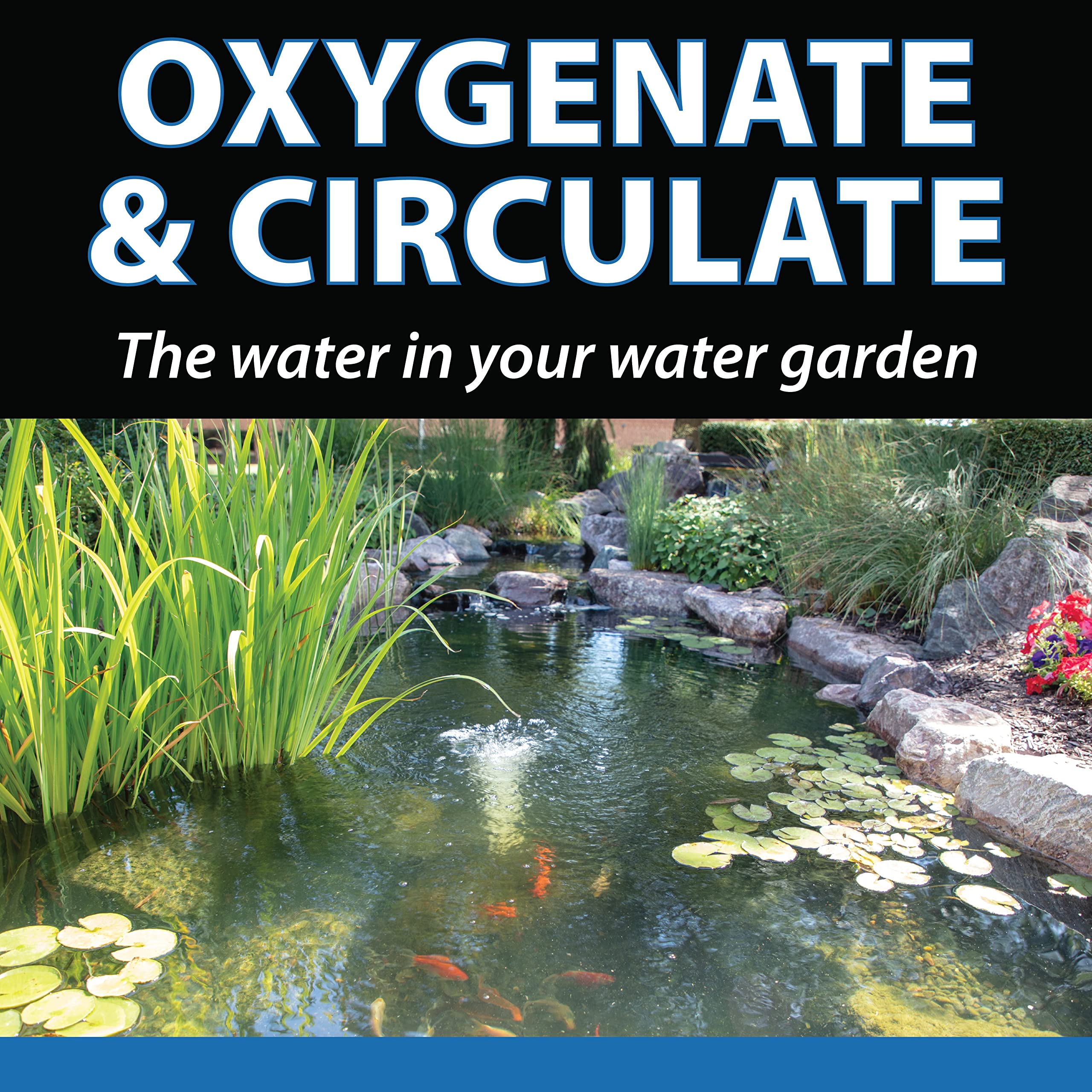 CrystalClear KoiAir 1, Complete Pond Aeration Kit, Water Garden Oxygenation Bubbler System Adds Oxygen to Koi & Fish Ponds, Outdoor Diaphragm Compressor Pump, Air Line & 1 Submersible Diffuser Stick