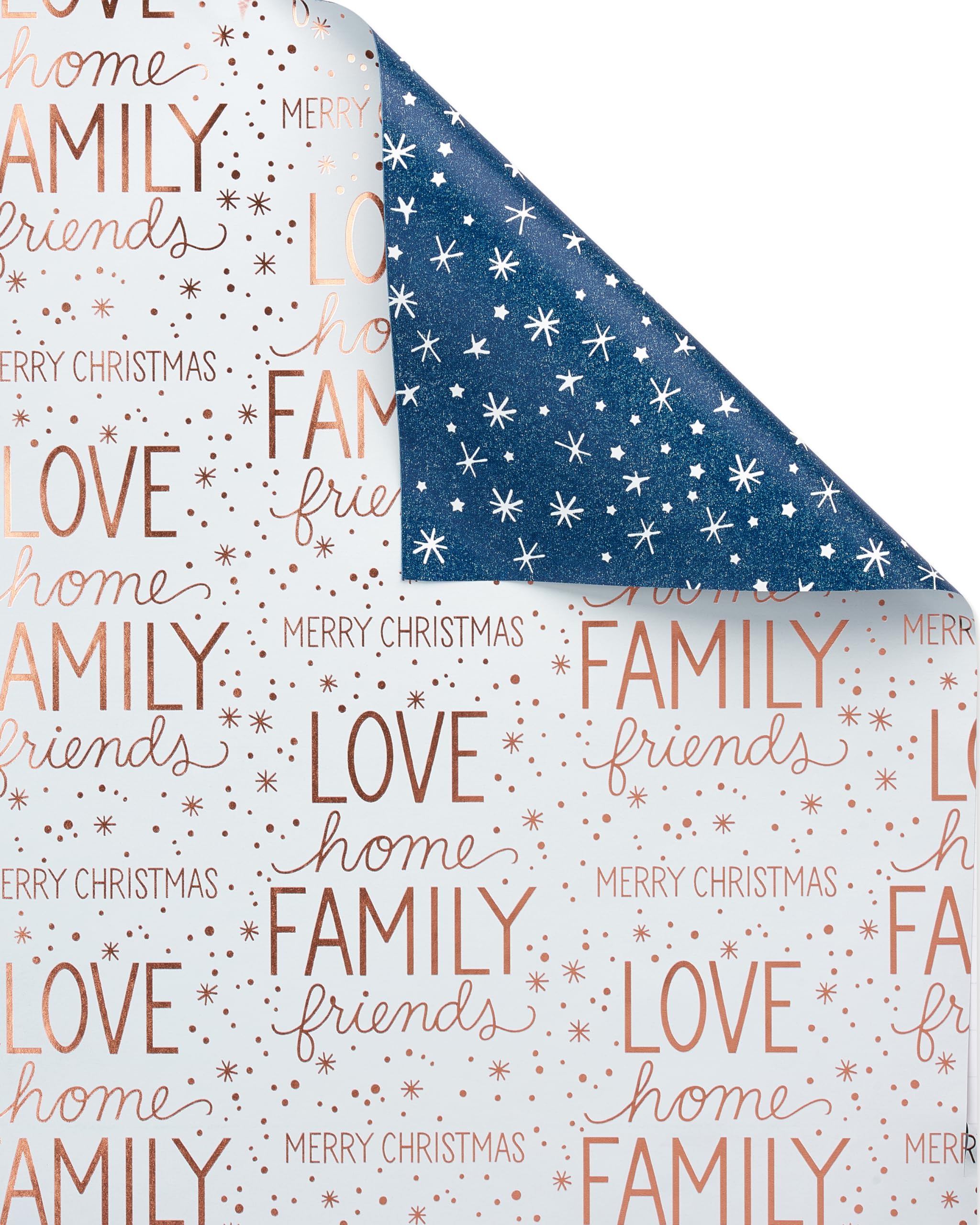 American Greetings 80 sq. ft. Reversible Blue Wrapping Paper Bundle for Christmas, Snowflake, Reindeer, Holiday (4 Rolls 30 in. x 8 ft.)