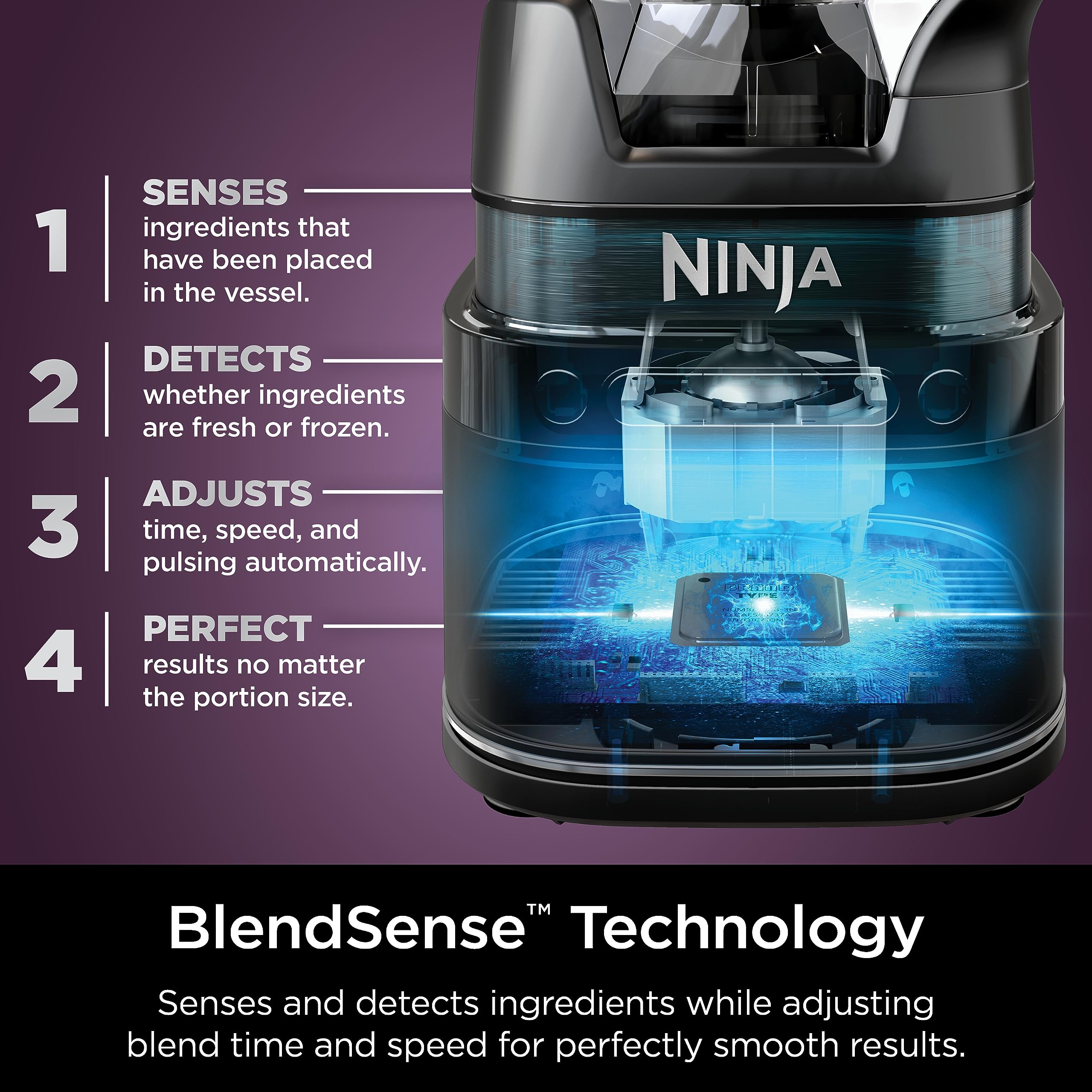 Ninja TB401 Detect Kitchen System Power Blender + Processor Pro, BlendSense Technology, Blender, Chopping & Smoothies, 1800 Peak Watts, 72 oz. Pitcher, 64 oz. Food Processor, 24 oz. To-Go Cup, Black