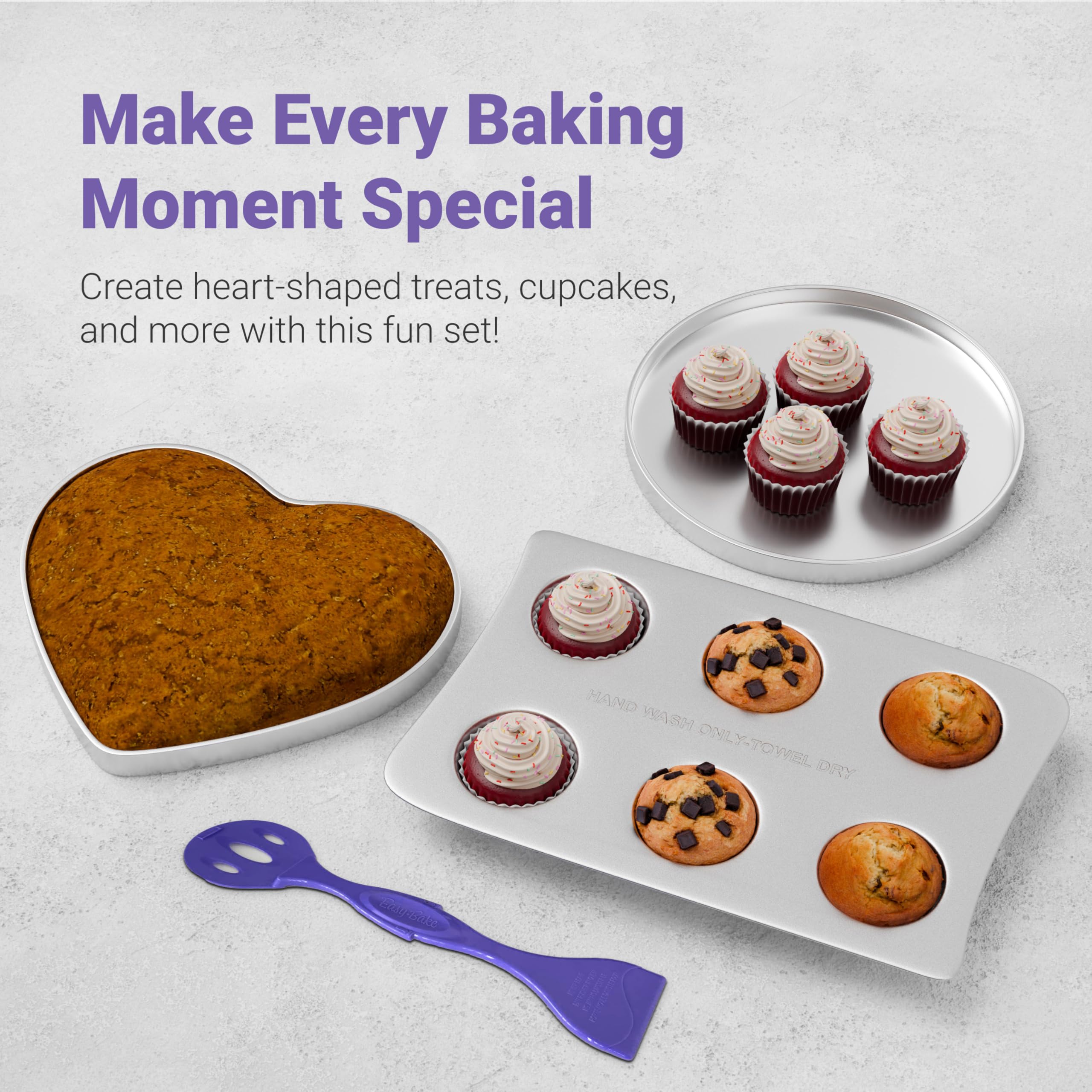Kids' Complete Oven Pan Set Compatible with Easy Bake Ultimate Oven | Accessories for Cooking Easy Bake Oven Mixes | Includes Cupcake Pan, Circle, Heart & Rectangular Bake Pan & (75) Cupcake Liners