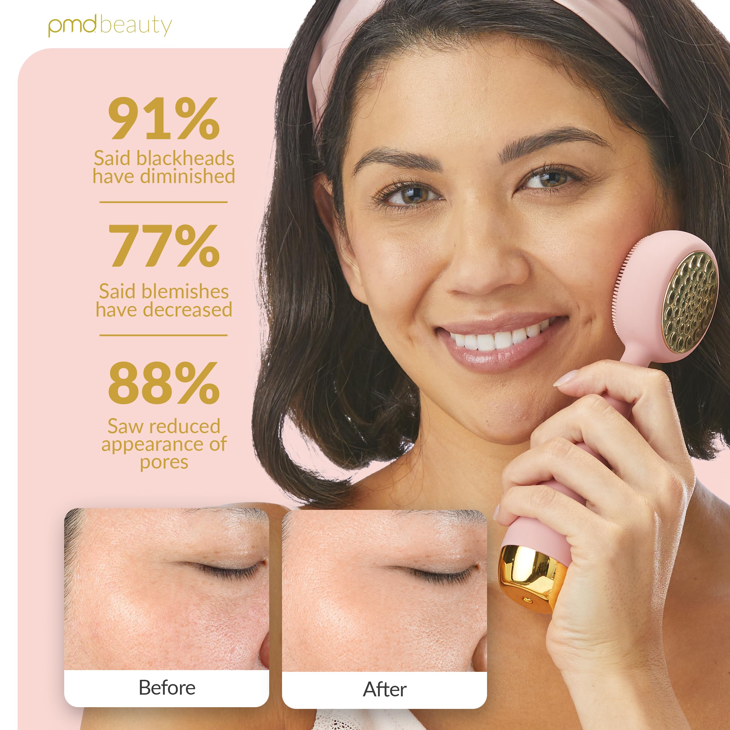 PMD Beauty Clean Pro - Electric Facial Cleansing Brush, Smart Facial Device with Silicone Brush & Heated Anti-Aging Aluminum, Gemstone, Precious Metal Massager