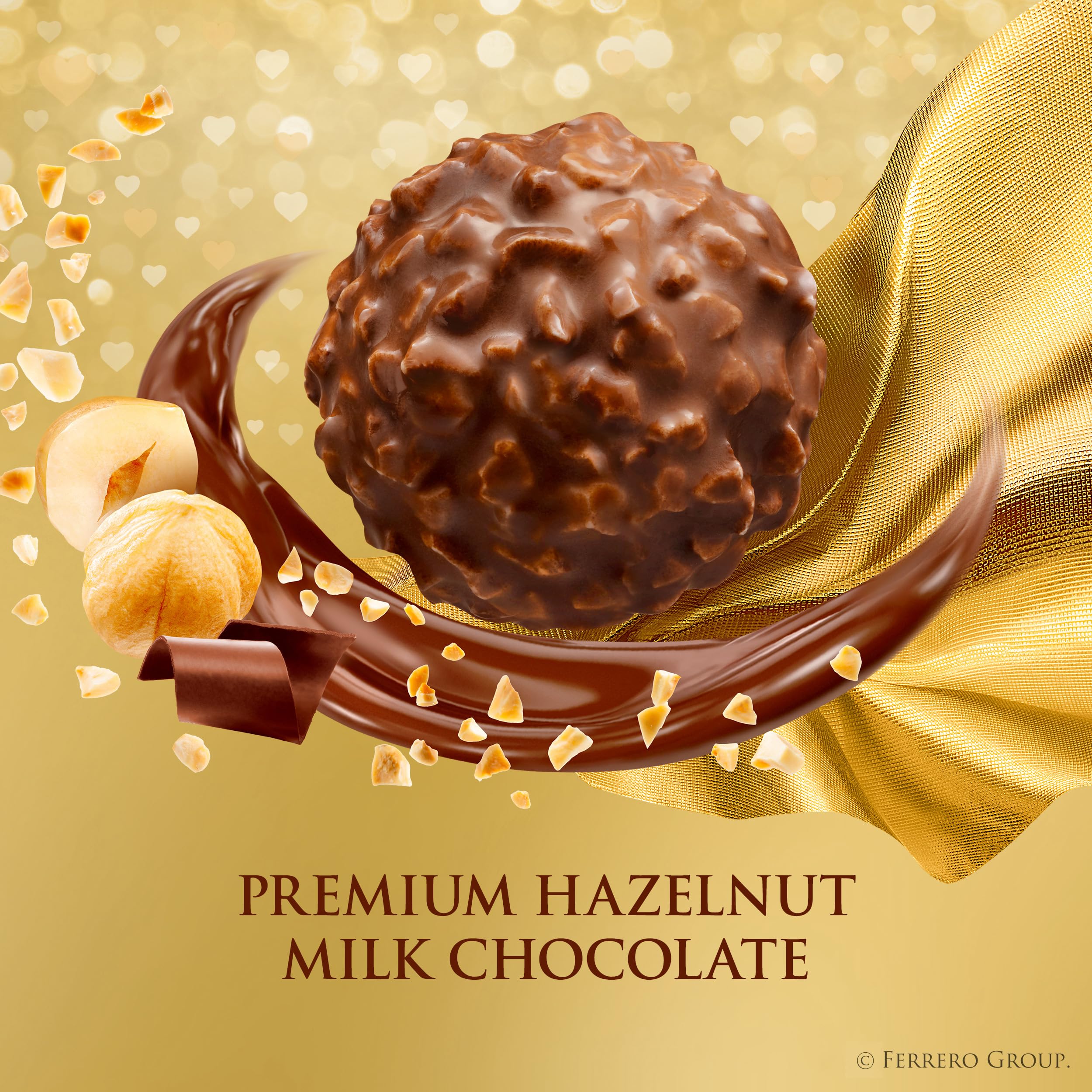 Ferrero Rocher, 12 Count, Gourmet Milk chocolate Hazelnut, Chocolate Gift Box, Individually Wrapped, 5.3oz
