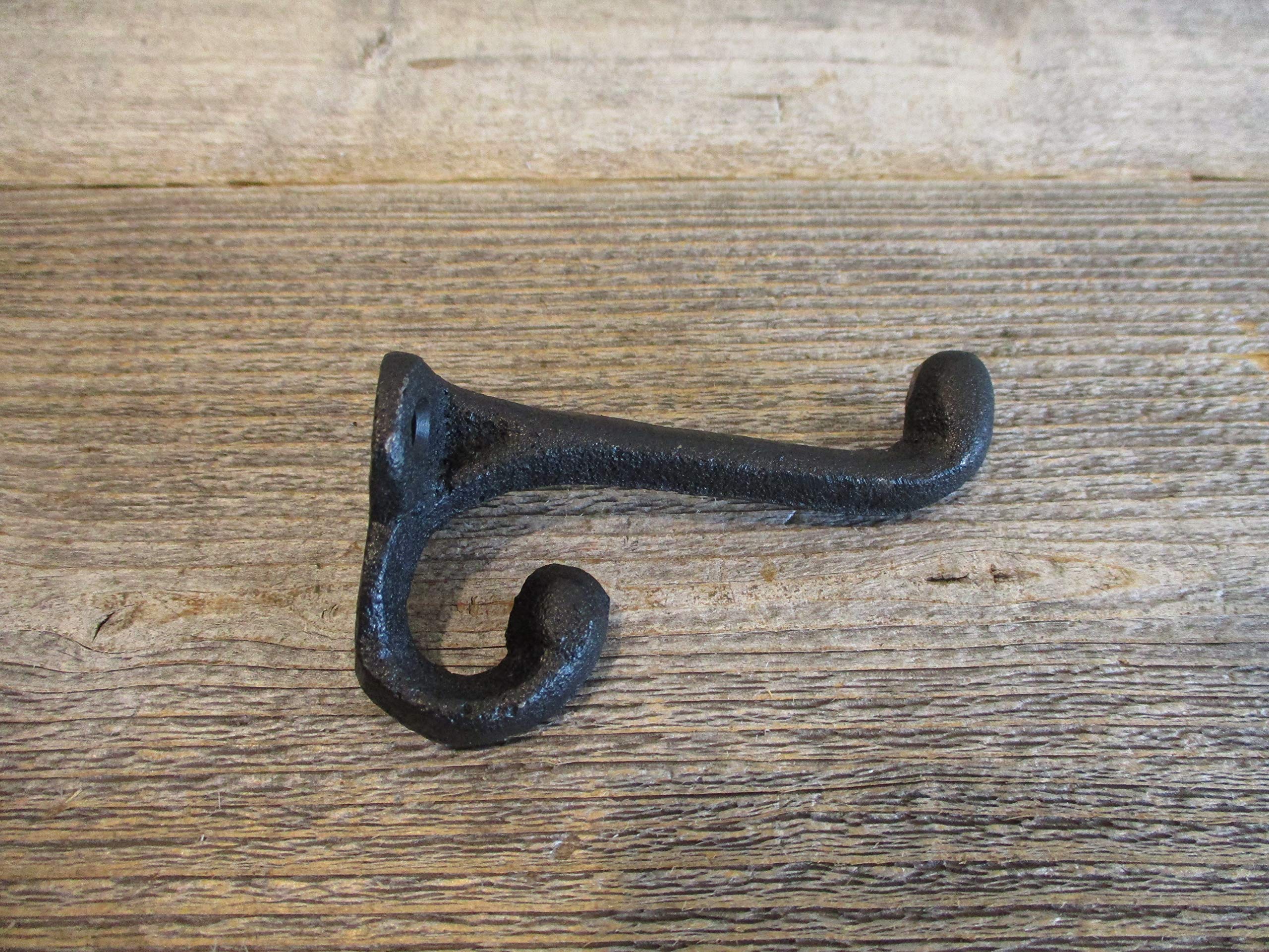 Midwest Craft House 5 Black Coat Hooks CAST Iron Acorn 3 1/4" Long HAT Wall School Towel