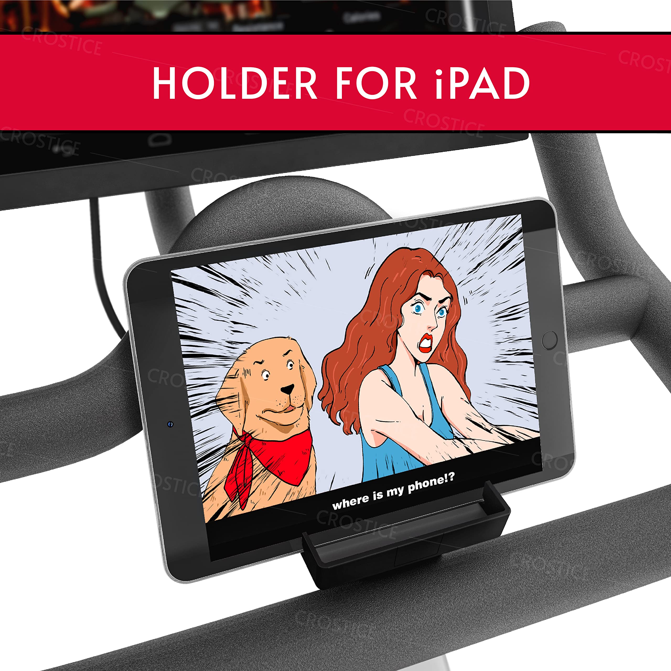 Crostice Phone Holder Compatible with Peloton Bike & Bike Plus Accessories, Original Design Phone Tray, Holder for iPhone, Cell Phone Holder Mount, Fit for Most Phone, Baby Monitor