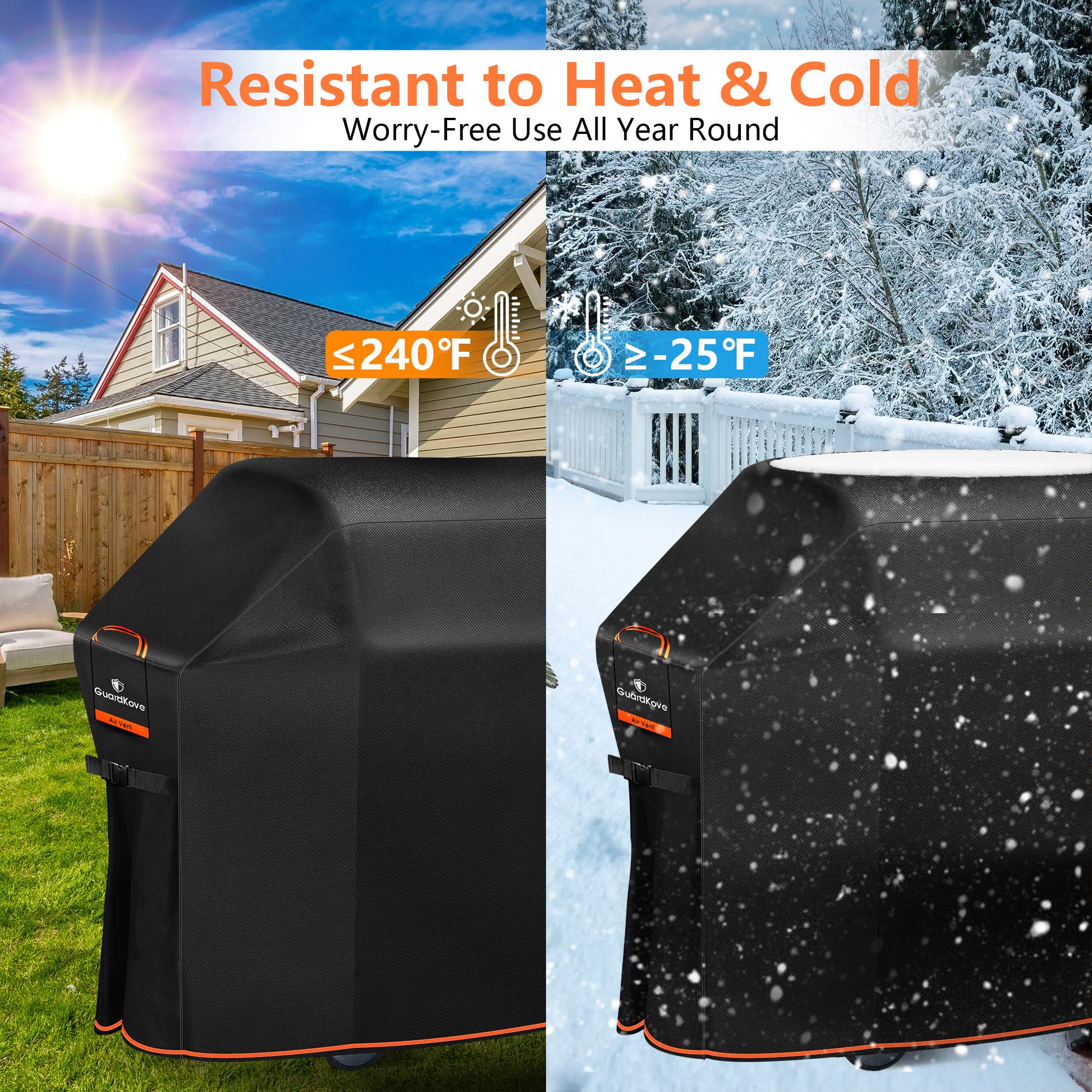 [Upgraded 1000D Heavy Duty Fabric] 60" Grill Cover for Outdoor Grill, Waterproof, Tear & Fade Resistant BBQ Cover with Buckle & Air Vent, Gas Grill Cover for 3-4 Burner Weber Nexgrill Char-Broil Grill