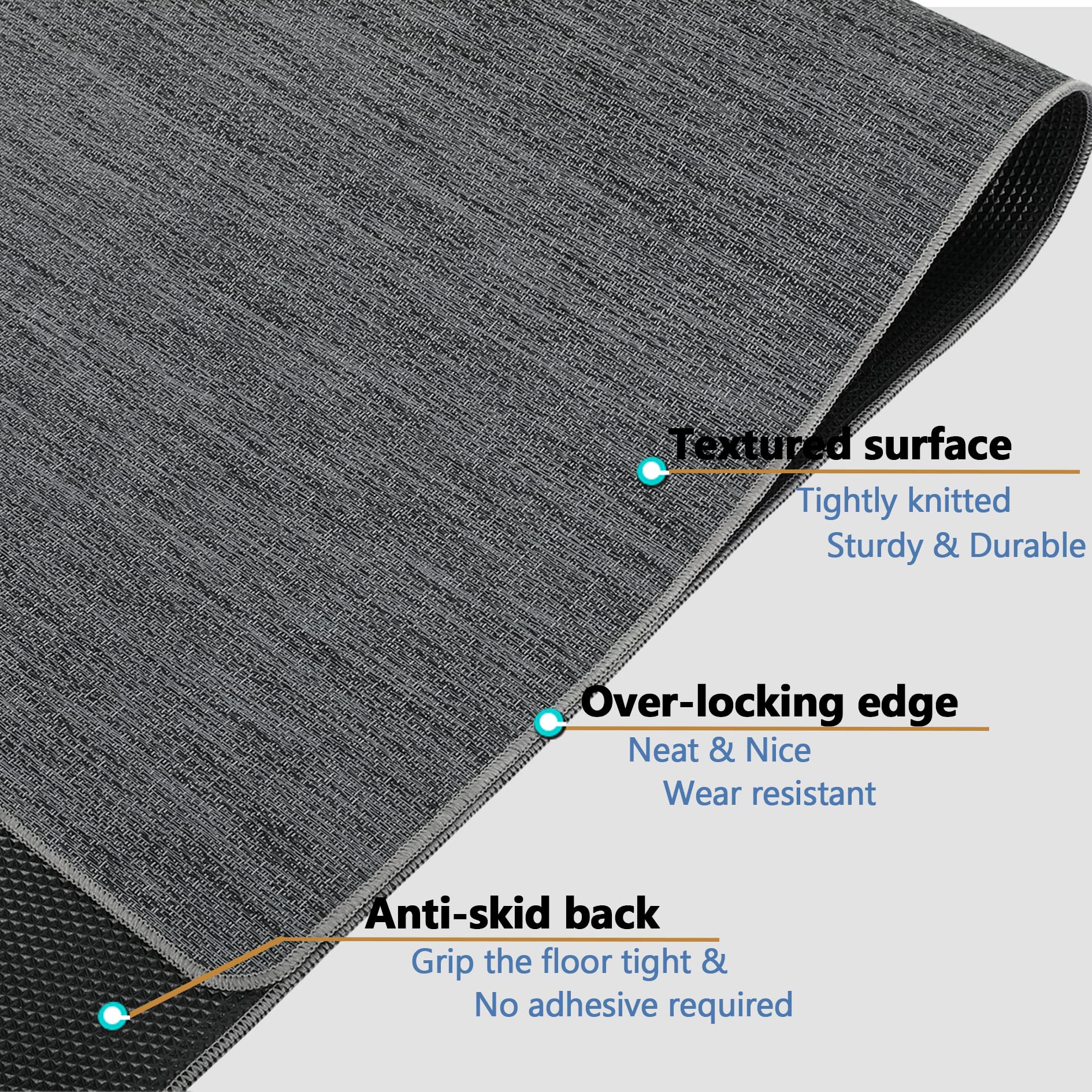 RccugmatS Chair Mat for Hardwood & Tile Floor, 47" x 60" Heavy Duty Office Chair Mat for Rolling Chairs, Anti Slip, Non-Curve, Floor Protector for Home Office, Gray