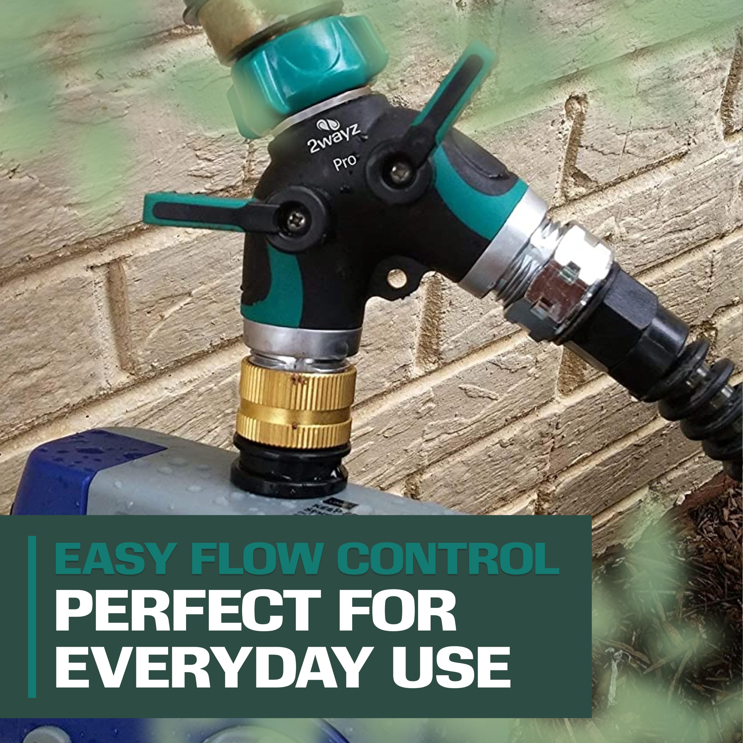 Garden hose splitter, hose y splitter, two way hose splitter, faucet splitter for garden hose, hose bib, hose splitter two way heavy duty - all metal, double pack