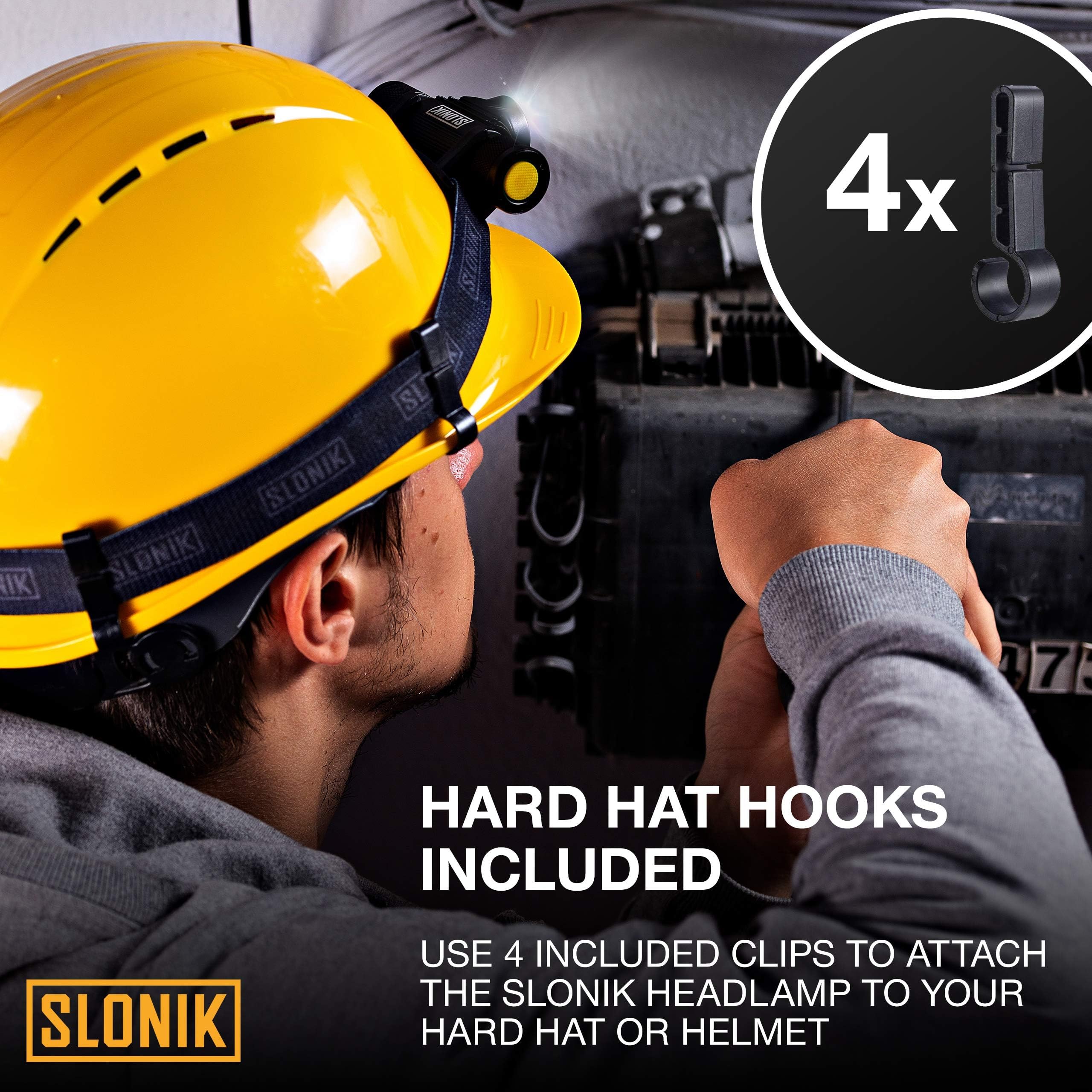 SLONIK Headlamp Rechargeable - 1000 Lumen LED USB Rechargeable Headlight - IPX4 Waterproof Head Lamp with Bright 60 ft Flashlight Beam - Hiking & Outdoor Camping Gear, Black