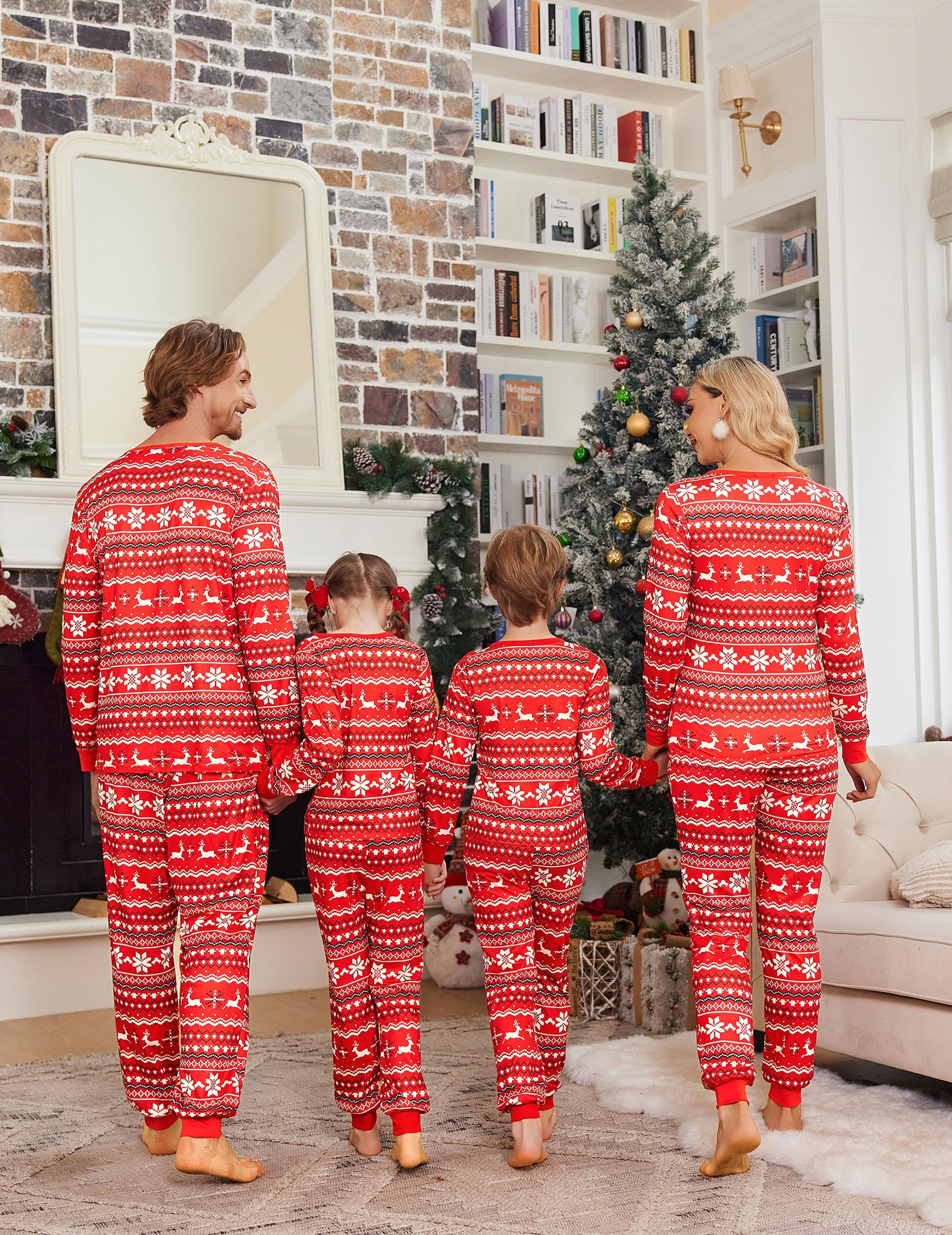 Ekouaer Christmas Pajamas for Family Matching Pj Sets Womens Mens Kids Pjs Long Sleeve Sleepwear Lounge Sets Outfits