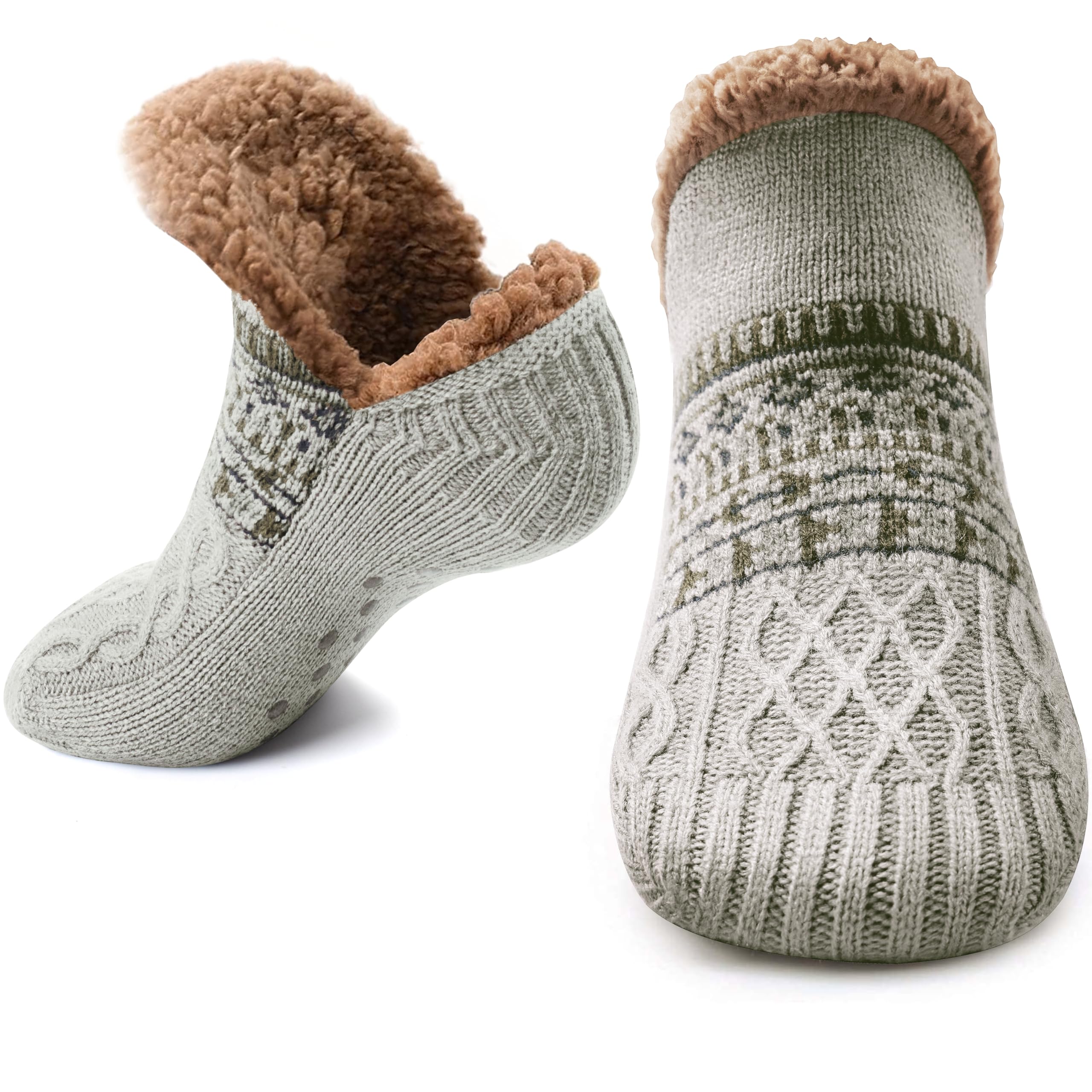 Stocking Stuffers for Adults Men Him: Fuzzy Slipper Socks with Grips Winter Thick Warm Cabin Thermal Socks Comfy Non Slip, Christmas Gifts for Men Husband Dad Grandpa Him Boyfriend Cozy Holiday Gifts