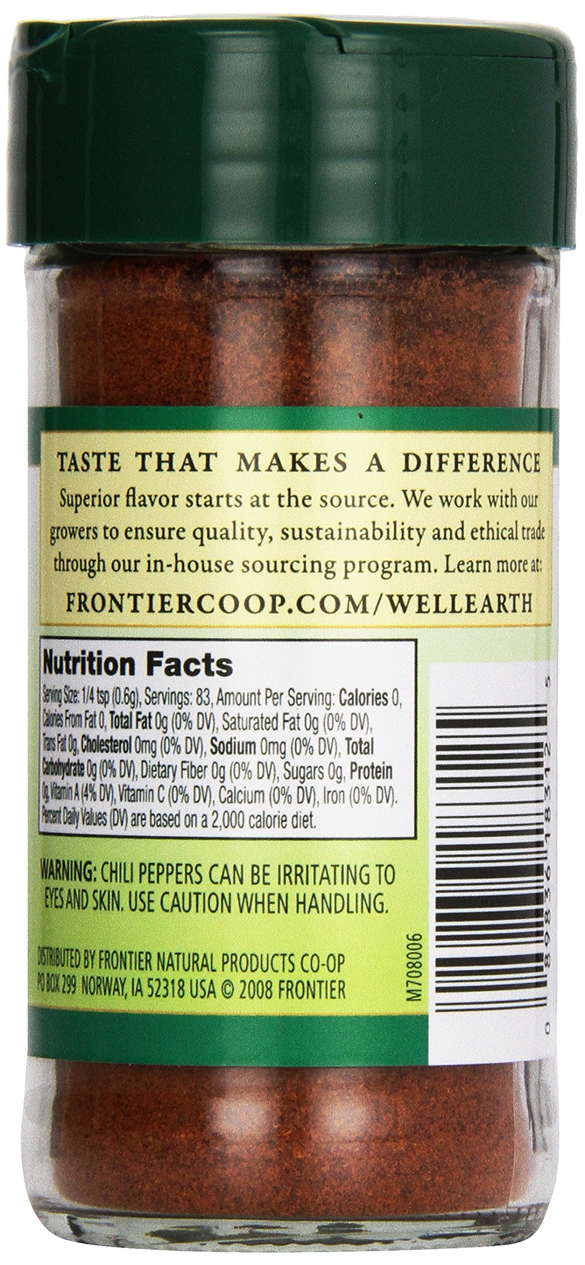 Frontier Co-op Ground Red Cayenne Chili Pepper 75,000 Hu, 1.76 Ounce Bottle, Turn Up The Heat in Your Ethnic Recipes, Kosher