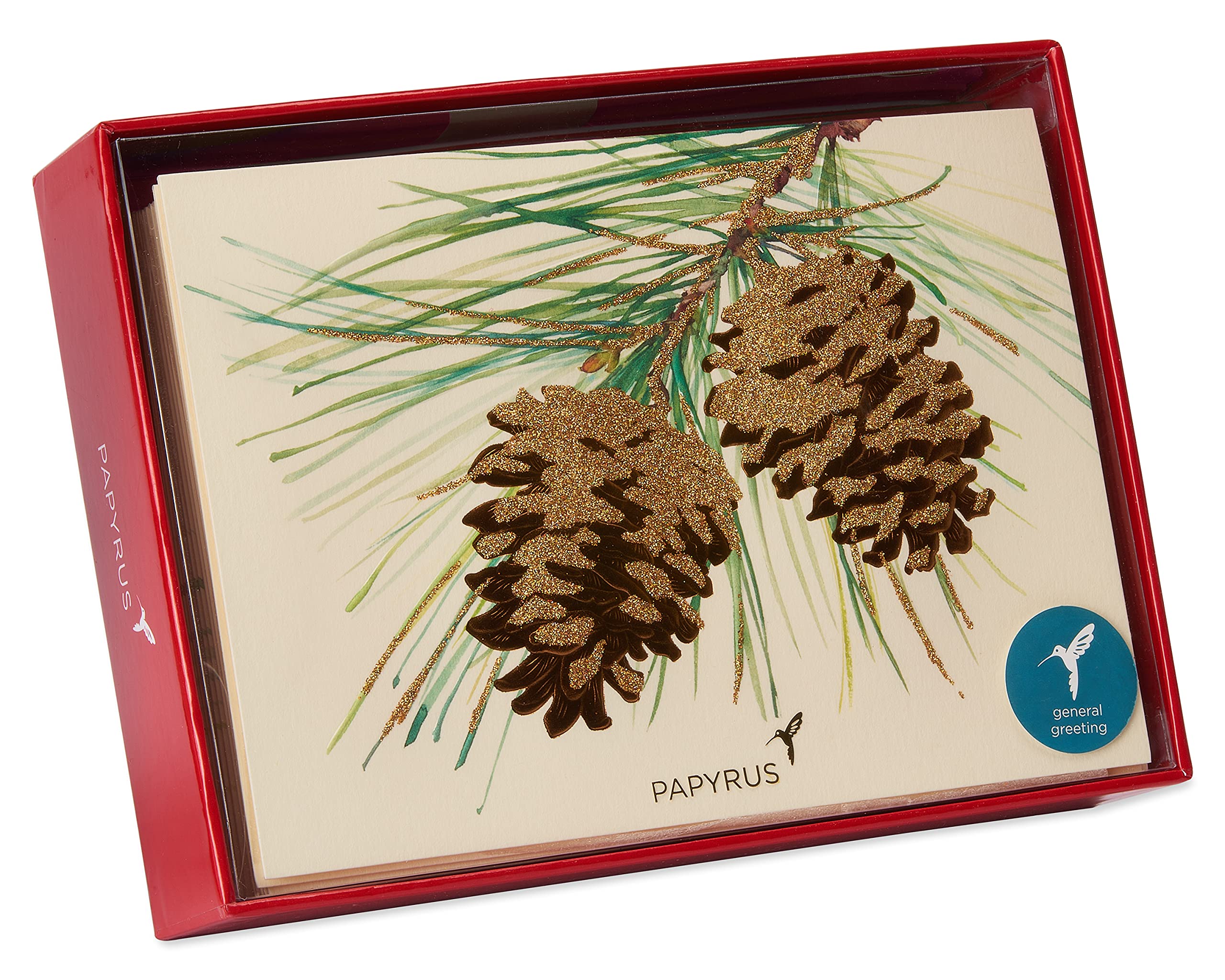 Papyrus Holiday Cards Boxed with Envelopes, Wonderful Year to Come, Pinecones (14-Count)