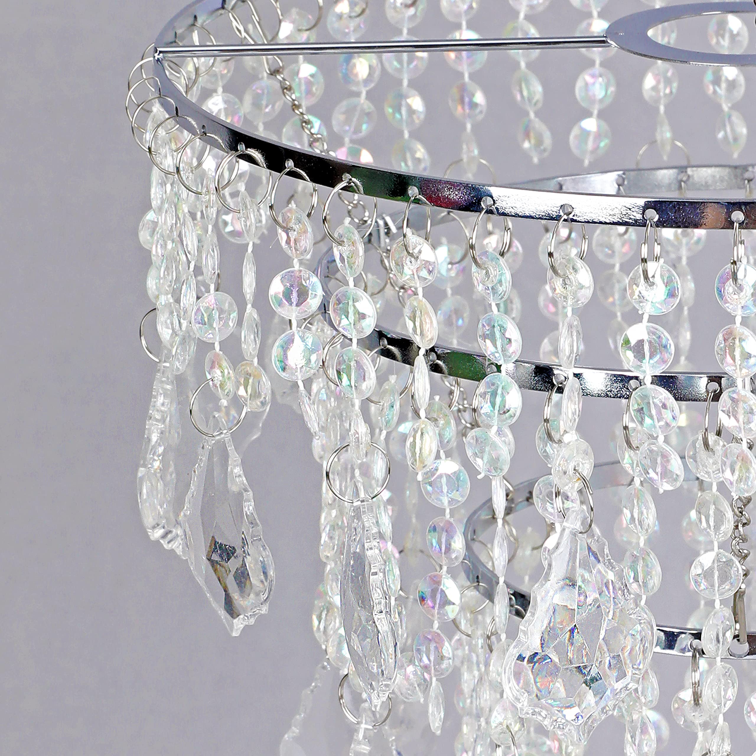 Cioceen Acrylic Chandelier lampshade Crystal Beaded Fixture Pendant Ceiling Light Shade for Wedding Bedroom Centerpiece Lampshade with Acrylic Jewel Droplets H11.5" X W9.84" 3 Tiers