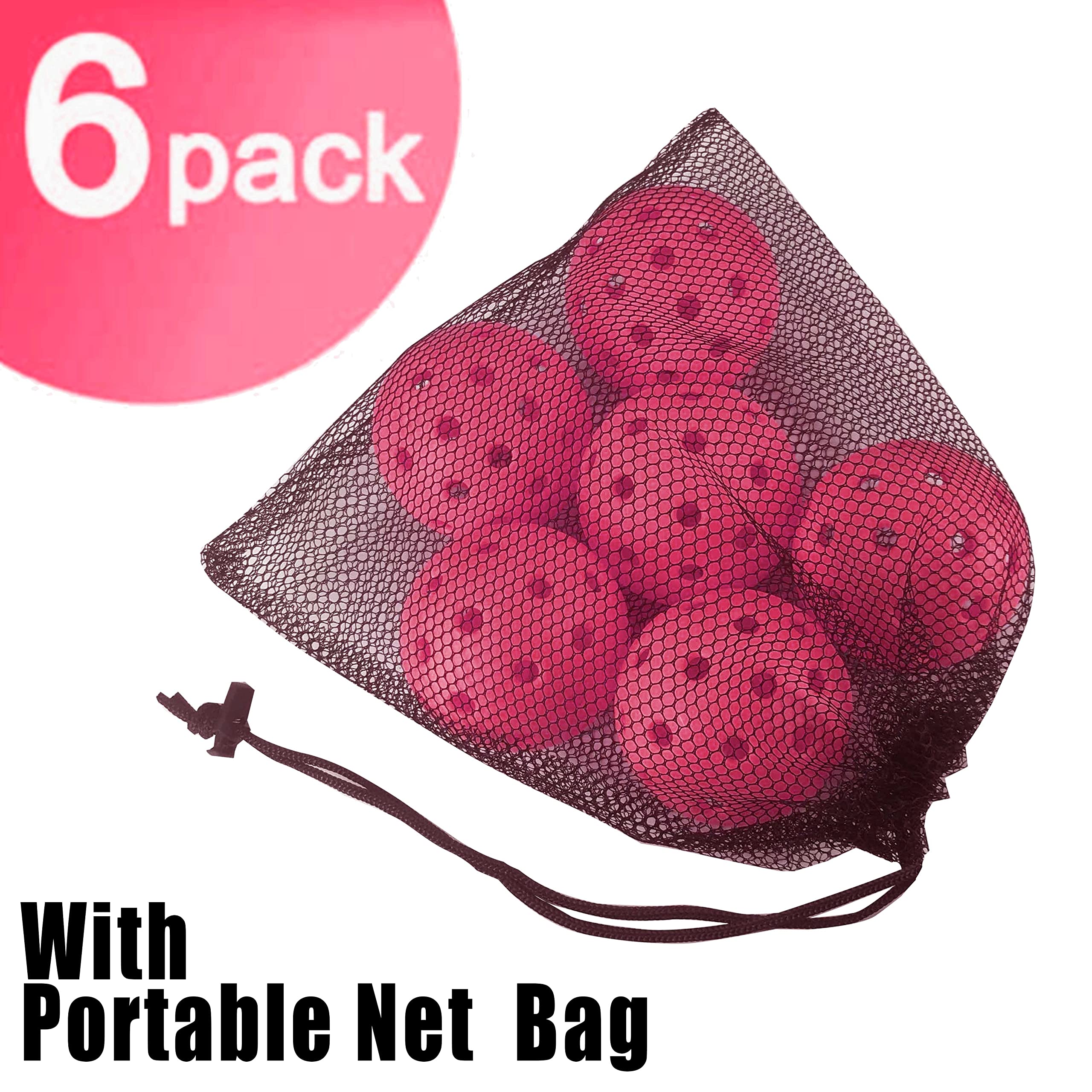 Vvinca Outdoor Pickleball Balls 6 Packs, Meet USAPA Requirement 40 Holes Pickleball, Pink