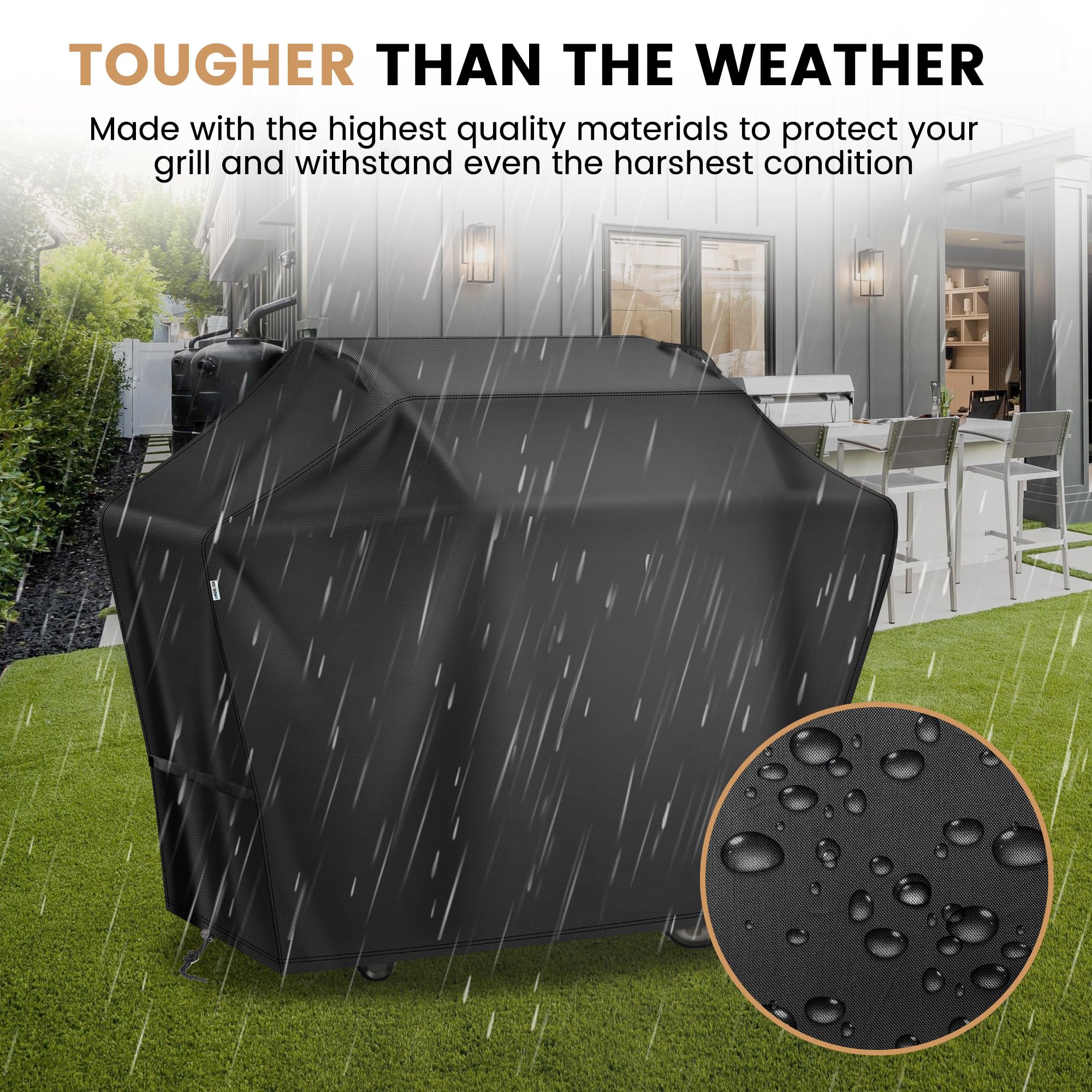 Grill Cover 55 Inch for Outdoor Grill, Waterproof Fade Resistant Anti-UV Weather Resistant Barbeque Grill Cover for Griddle Outdoor, Ideal for Weber Nexgrill Charbroil Gas BBQ, Black