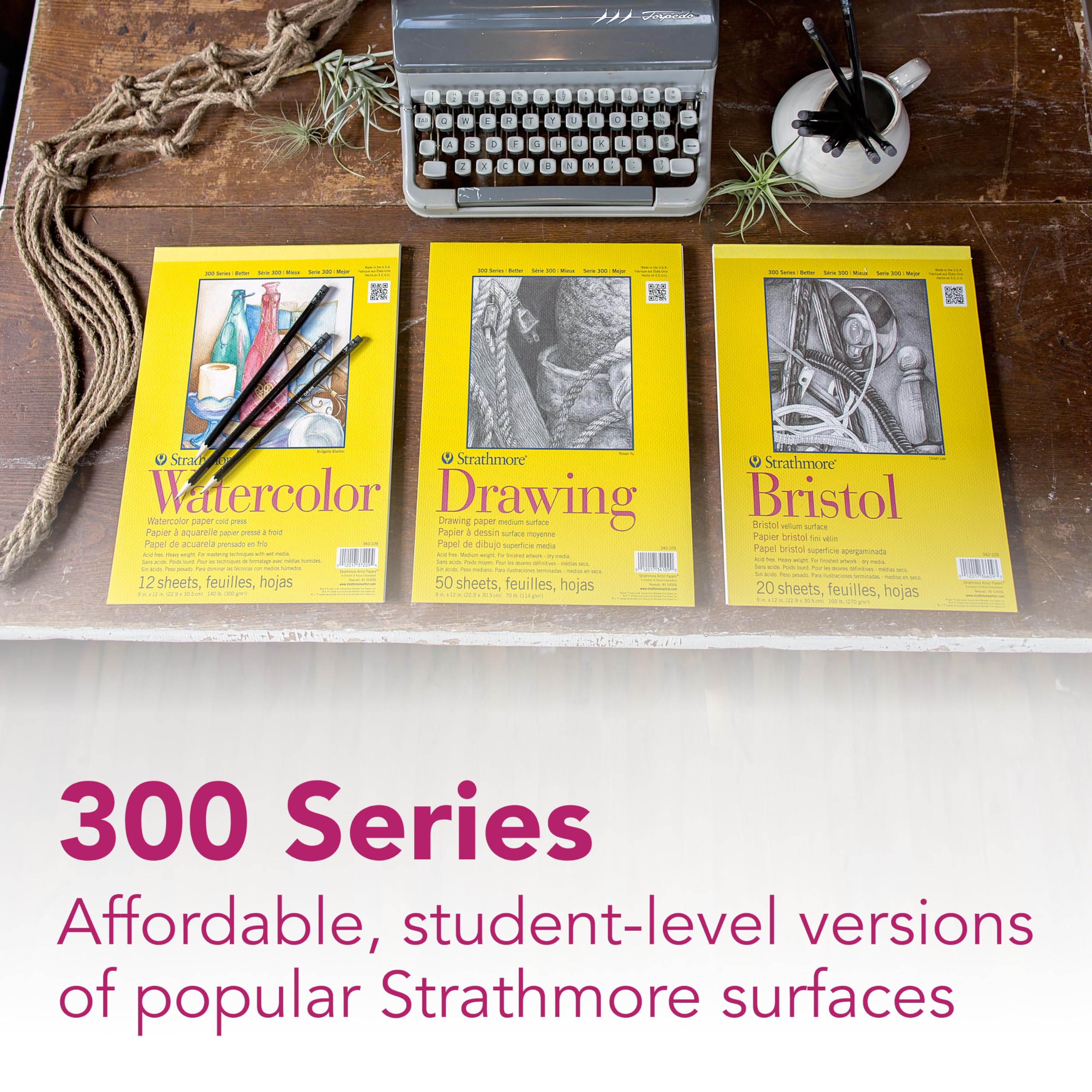 Strathmore 300 Series Sketch Pad, 11x14 inch, 100 Sheets, Top Wire - Artist Sketchbook for Drawing, Illustration, Art Class Students