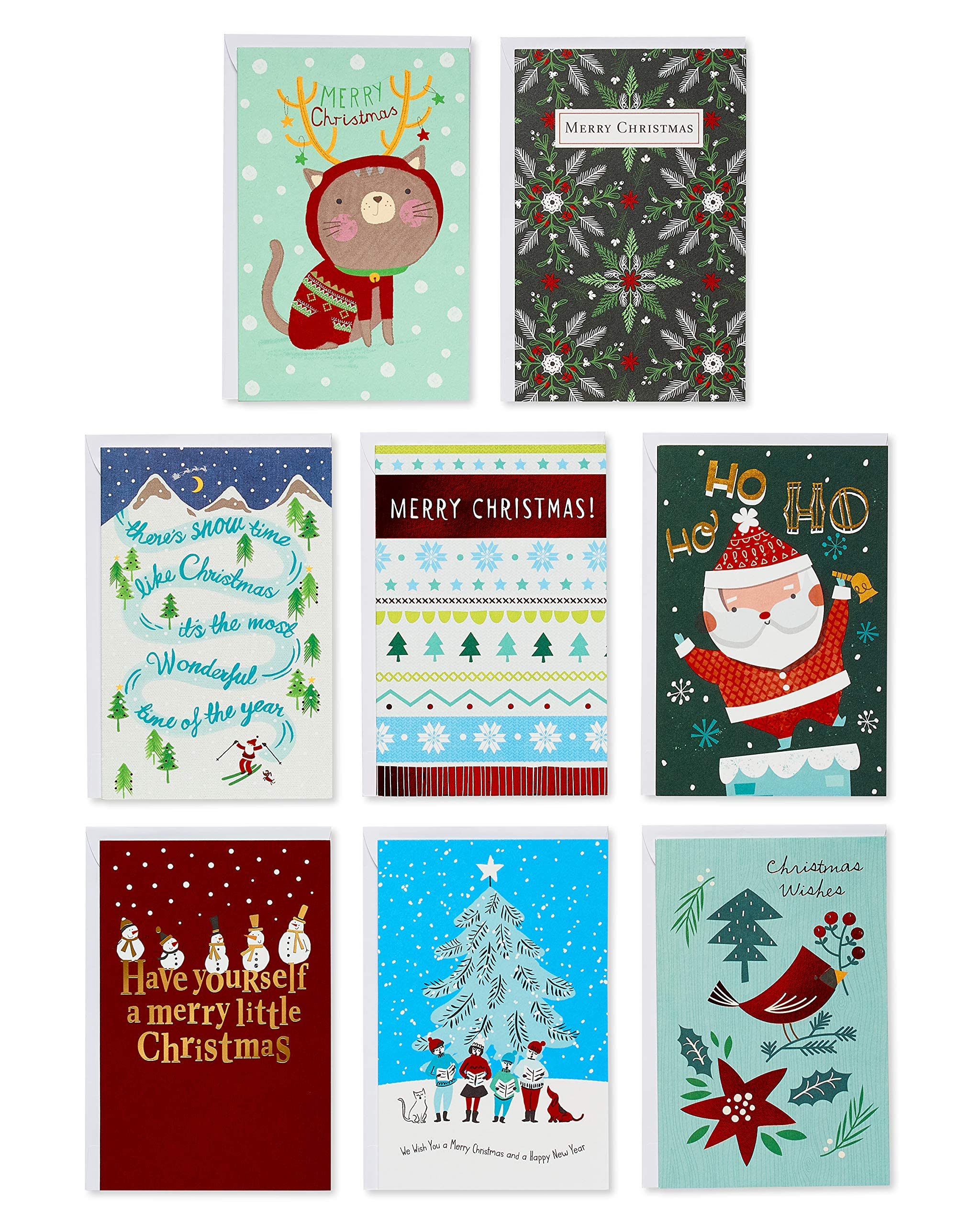 American Greetings Deluxe Christmas and Holiday Cards with Keepsake Box, Cheerful Variety (32-Count)