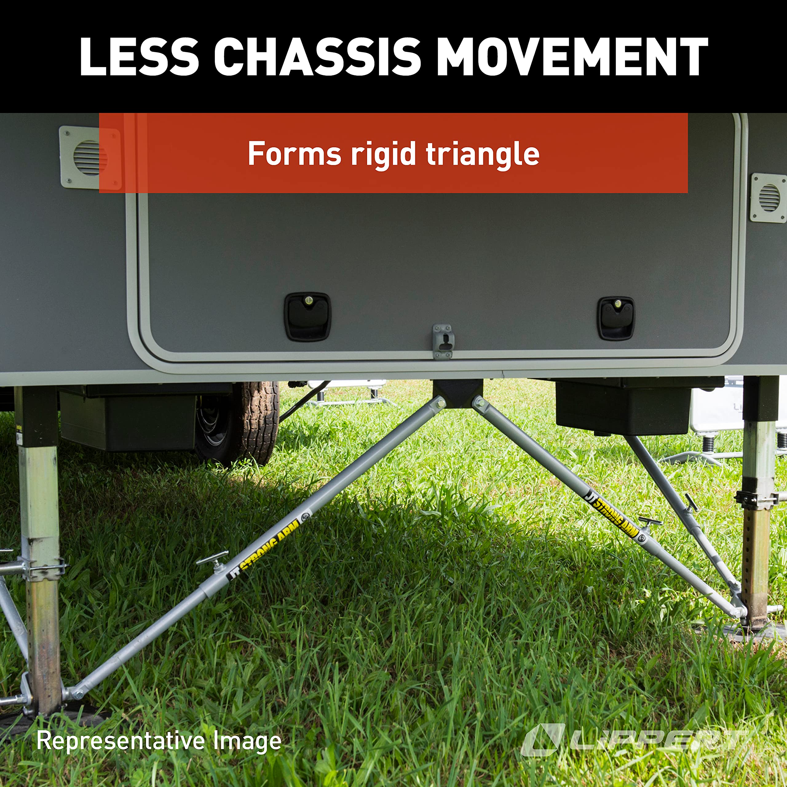 JT's Strong Arm Fifth-Wheel Jack Stabilizer Kit, Bolt-On Installation, Universal Compatibility, Telescoping Tubes, Eliminates Chassis Movement - 191023