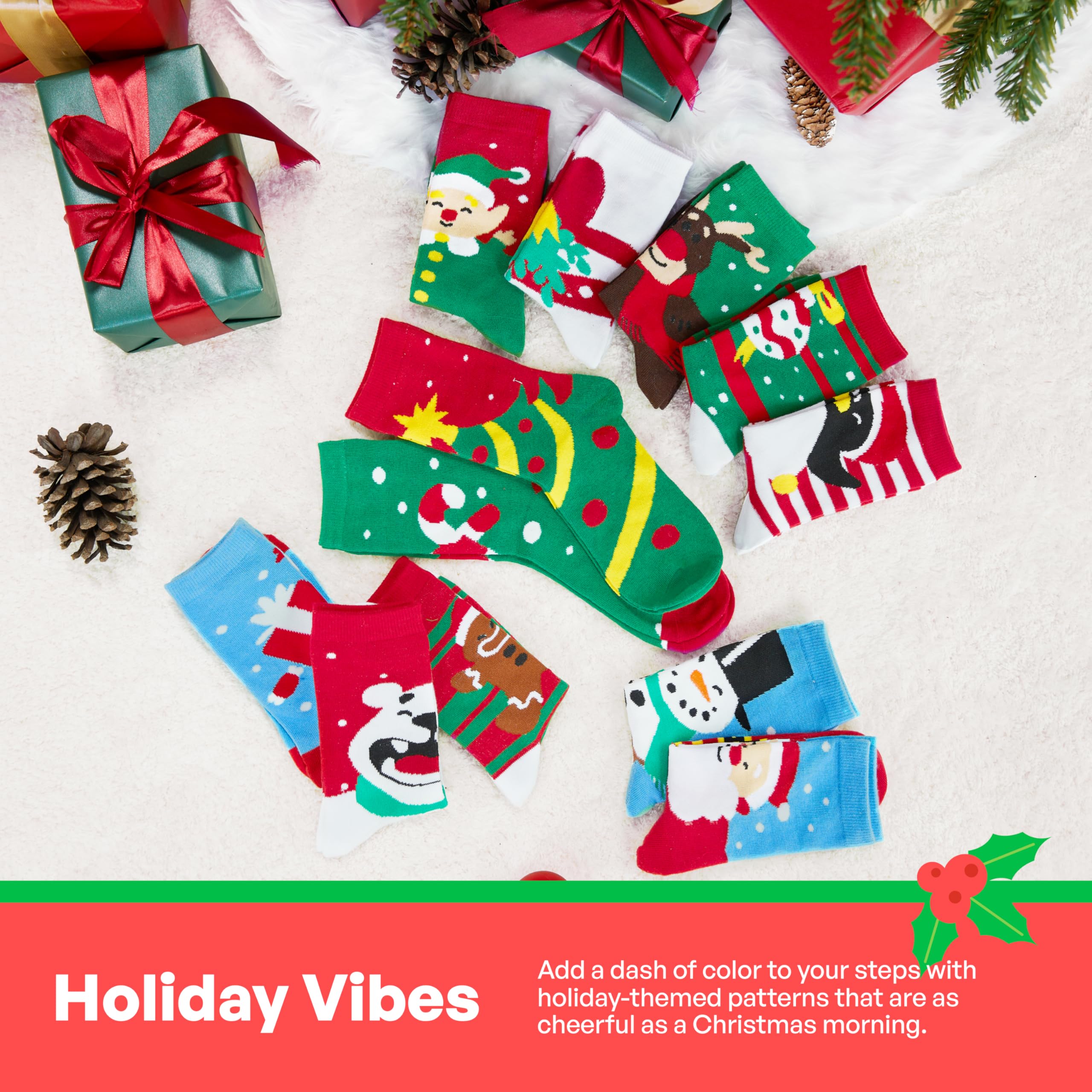 JOYIN 12 Pairs Christmas Socks Warm Soft Cotton Christmas Socks for Women Men for Christmas, Holiday or Birthday Gift