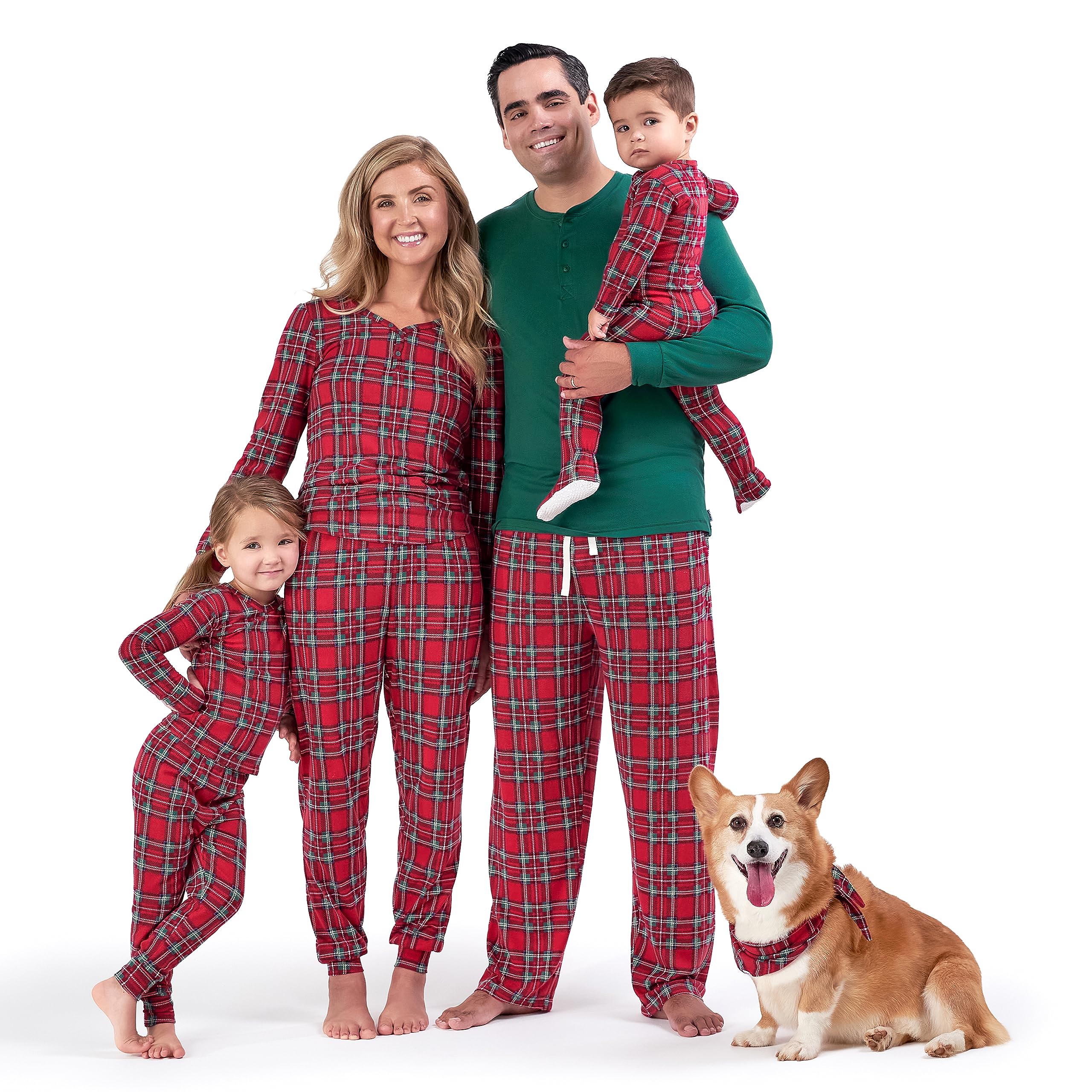 Gerber Baby Toddler 2-Piece Holiday Family Matching Pajamas, Red Stewart Plaid, 3T