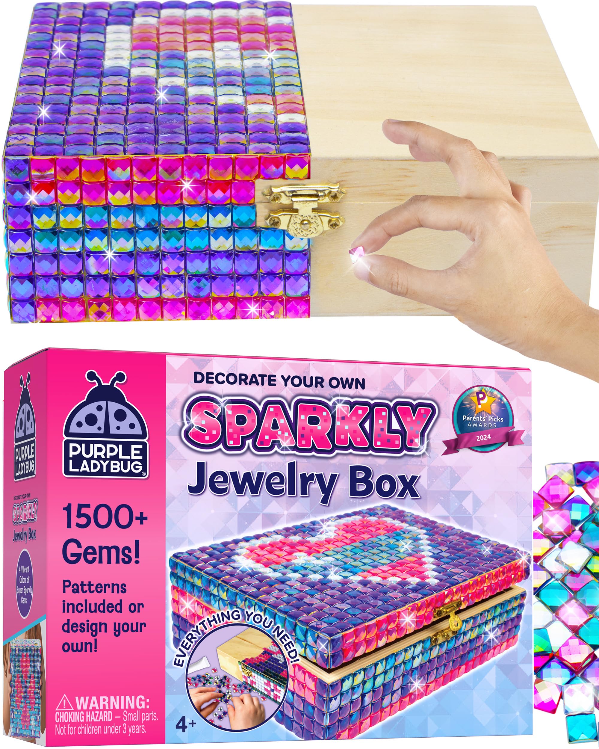 PURPLE LADYBUG DIY Sparkly Girls Jewelry Box for Girls 8-12 Yrs Old - 10 9 8 7 6 Year Old Girl Birthday Gift Idea & Christmas Crafts for Girls 8-12 - Girl Toys 8-10, Arts and Crafts for Kids Ages 6-8