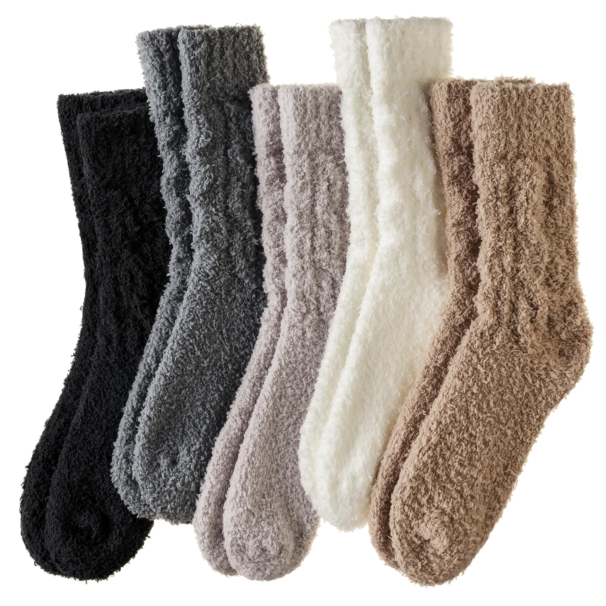 WEVIAS Womens Fuzzy Socks Slipper Fluffy Comfy Cozy Winter Soft Warm Fleece Valentines Day Cabin Plush Sleep Socks (Black/White/Grey/Khaki/Pink)