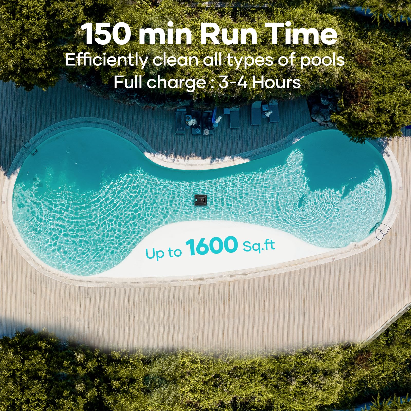 AIPER Scuba S1 Cordless Robotic Pool Cleaner, Pool Vacuum for Inground Pools, Wall and Waterline Cleaning, Smart Navigation for Pools up to 1,600 Sq.ft