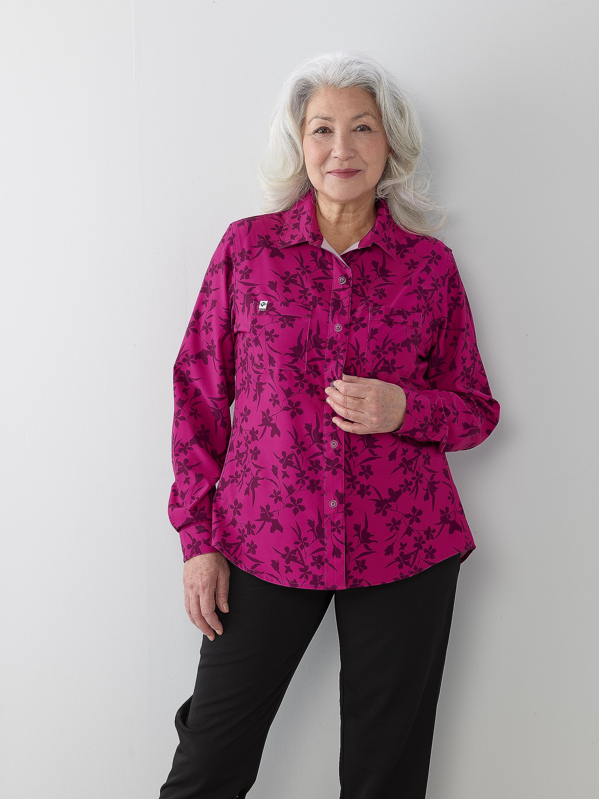 Women’s Magnetic Closure Adaptive Top for Arthritis - Navy LGE