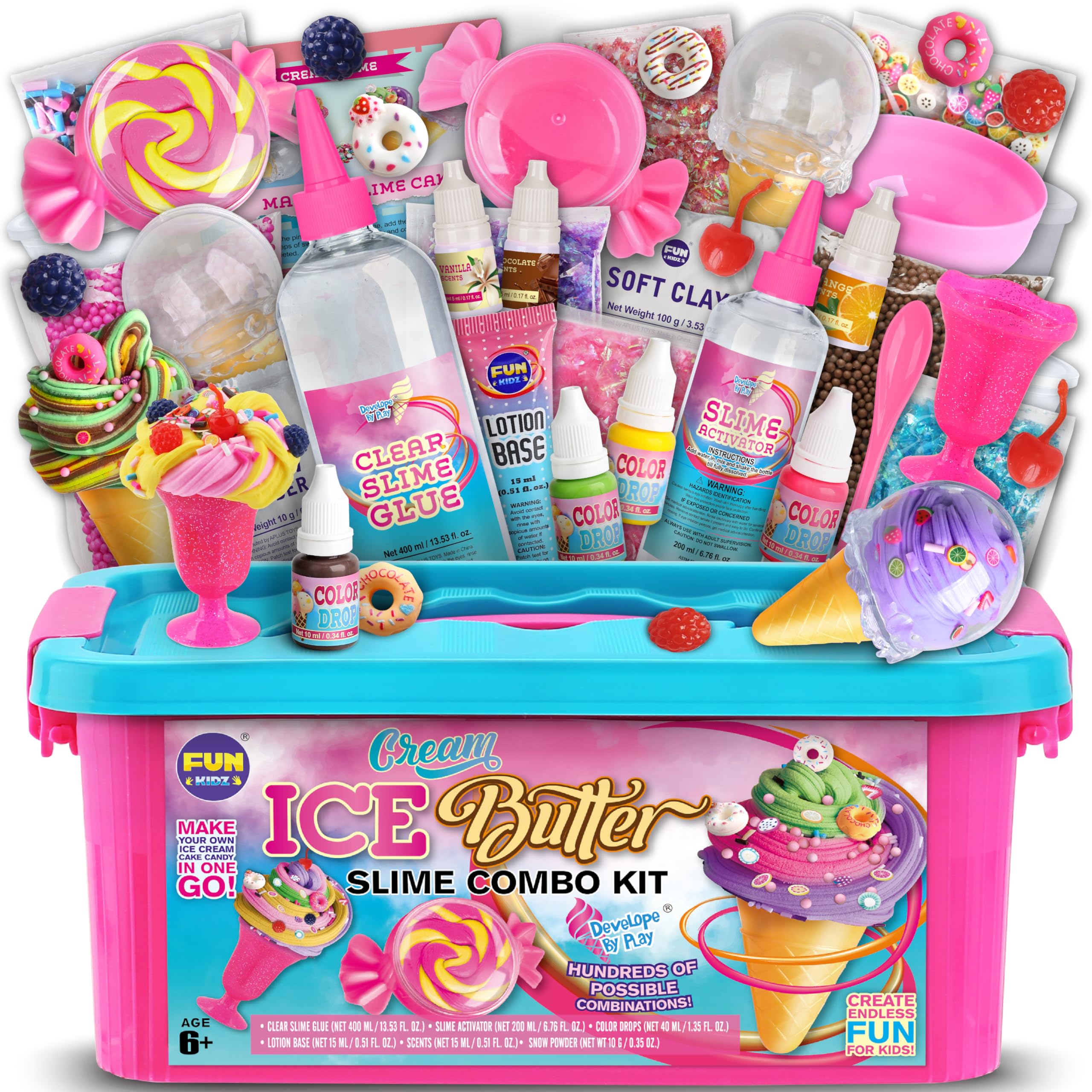 Gift Butter Slime Kit for Girls 10-12, FunKidz Ice Cream Soft Slime Making Kit Ages 8-12 Kids Slime Toys Ideal Birthday Party Present