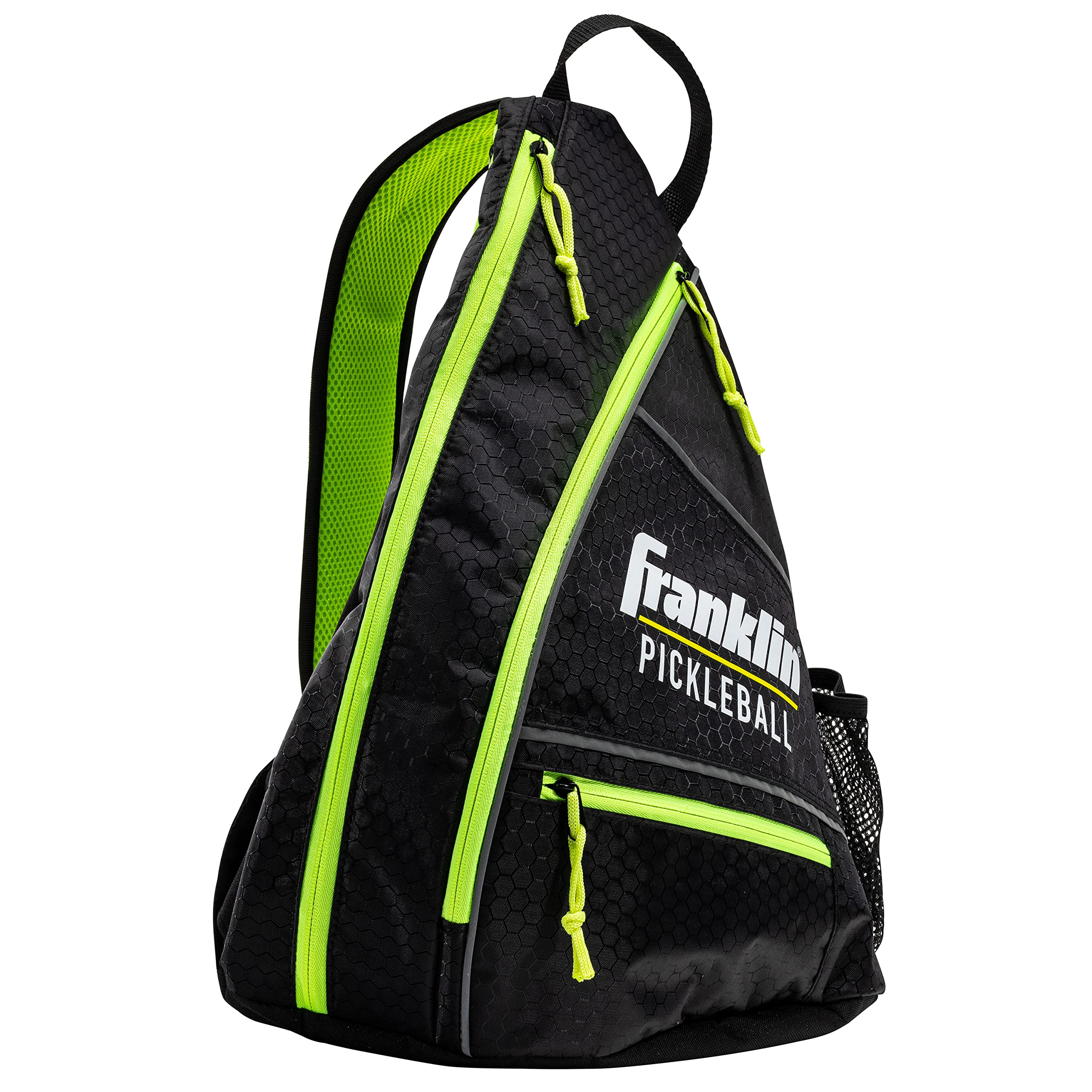 Franklin Sports Sling Bag Backpack for Pickleball Gear + Equipment - Holds Paddles, Balls + Accessories - Official US Open Bag for Men + Women, Black/Green