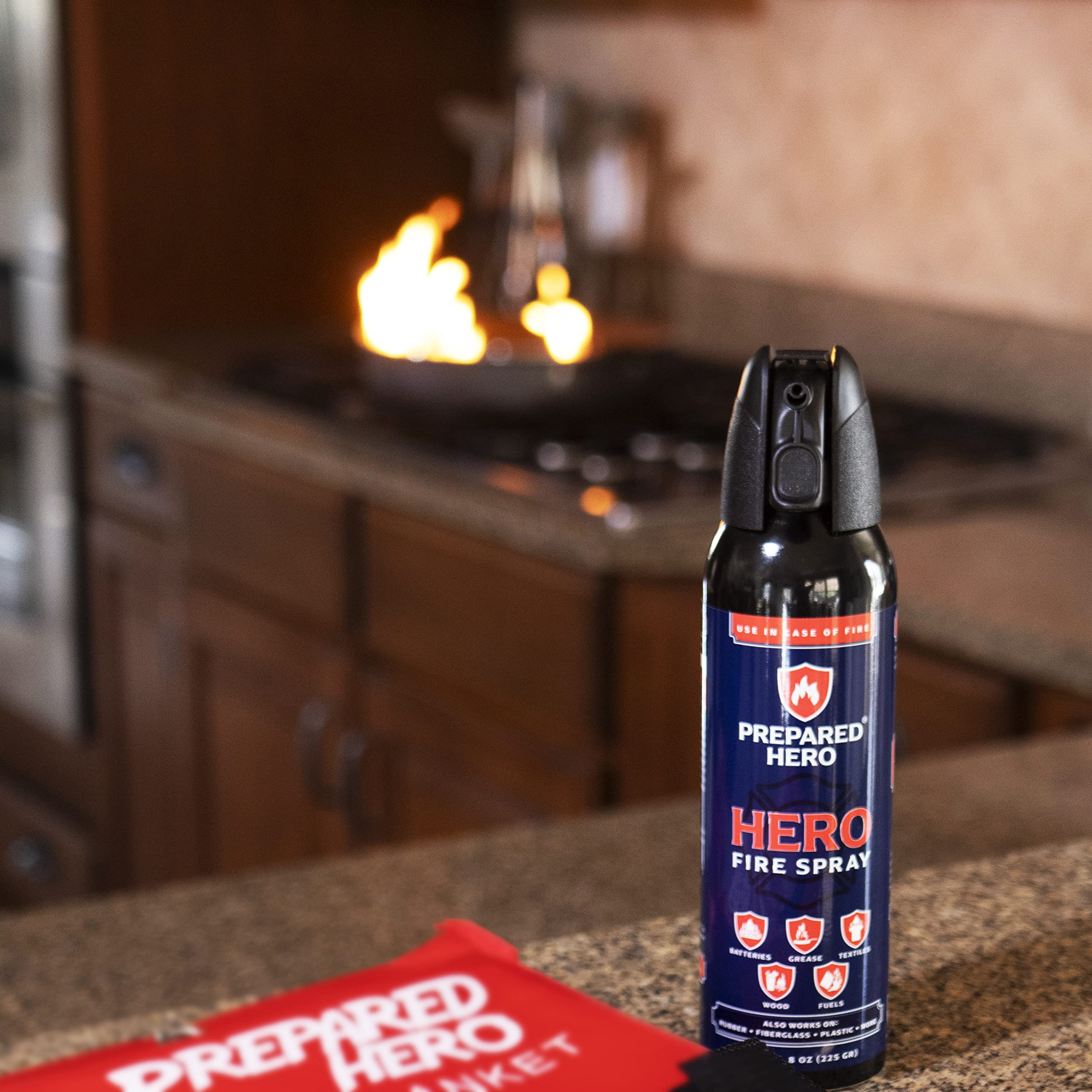 Prepared Hero Fire Spray - Mini Fire Extinguishers for House, Car, Garage - Kitchen Small Fire Extinguisher for Home, Made in USA, 100% Organic - Compact, Portable & Easy to Use, Non-Toxic - 2 Pack