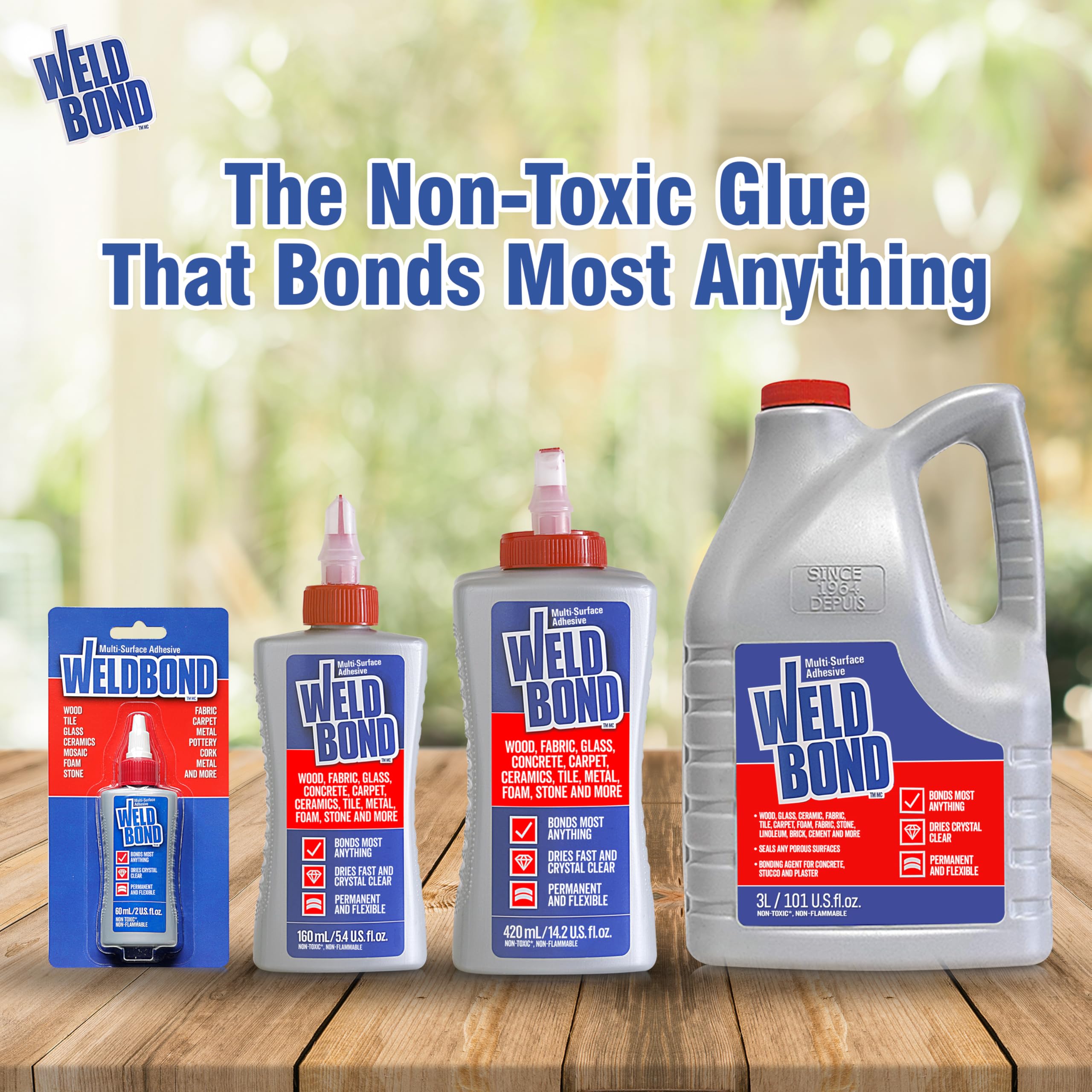 Weldbond Multi-Surface, Non-Toxic Glue, Bonds Most Anything! Use as Wood Glue or for Glass Crafts Ceramic Tile Mosaic Porcelain Stone Fabric Carpet Metal & More. 1-Pack of 5.4oz /160ml