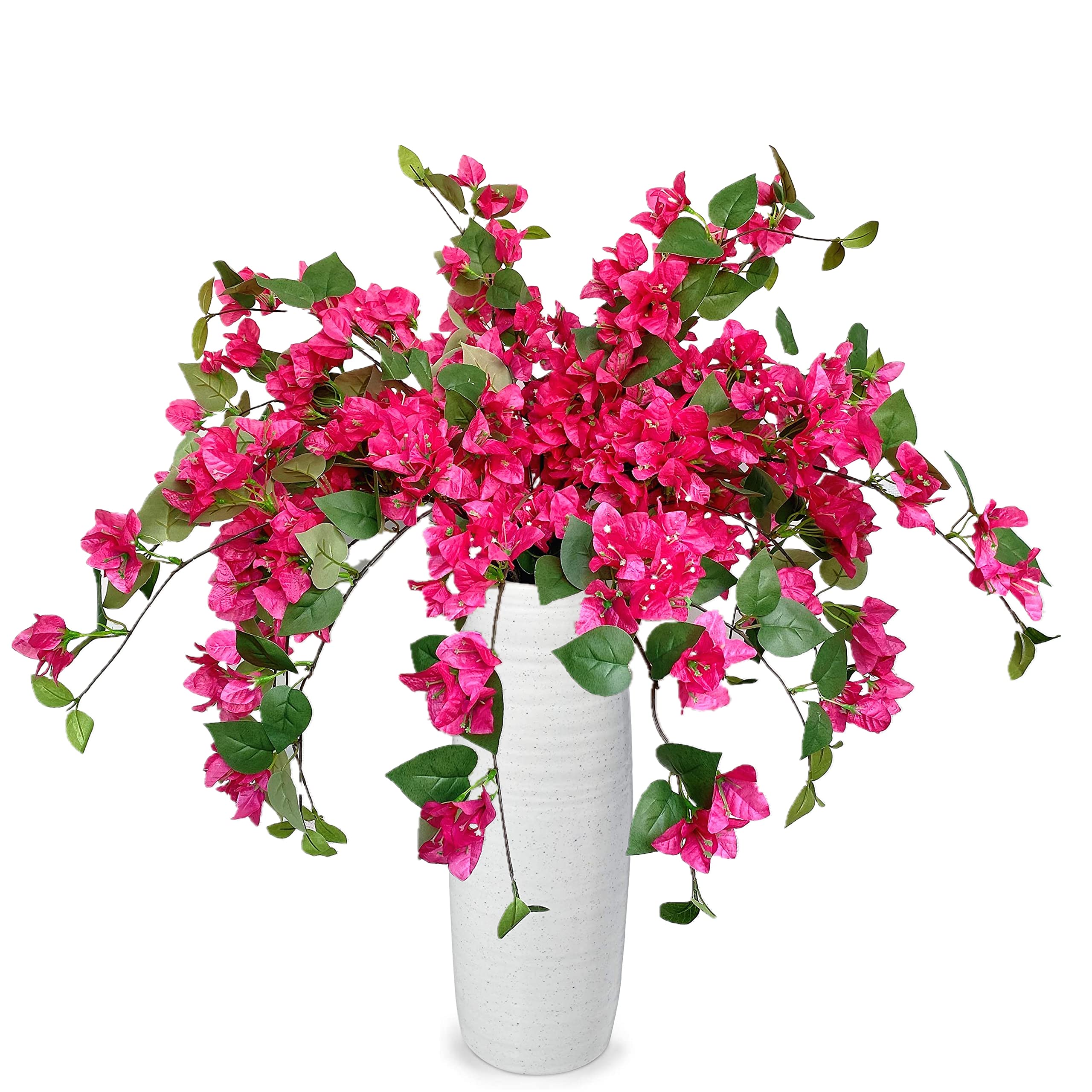 biparoz Pack of 16 Artificial Bougainvillea Silk Vines Hanging Flower Stems for Wedding & Home Decoration, Flower Garland and Garden DIY Decor - 30.5 inch (Fuchsia)