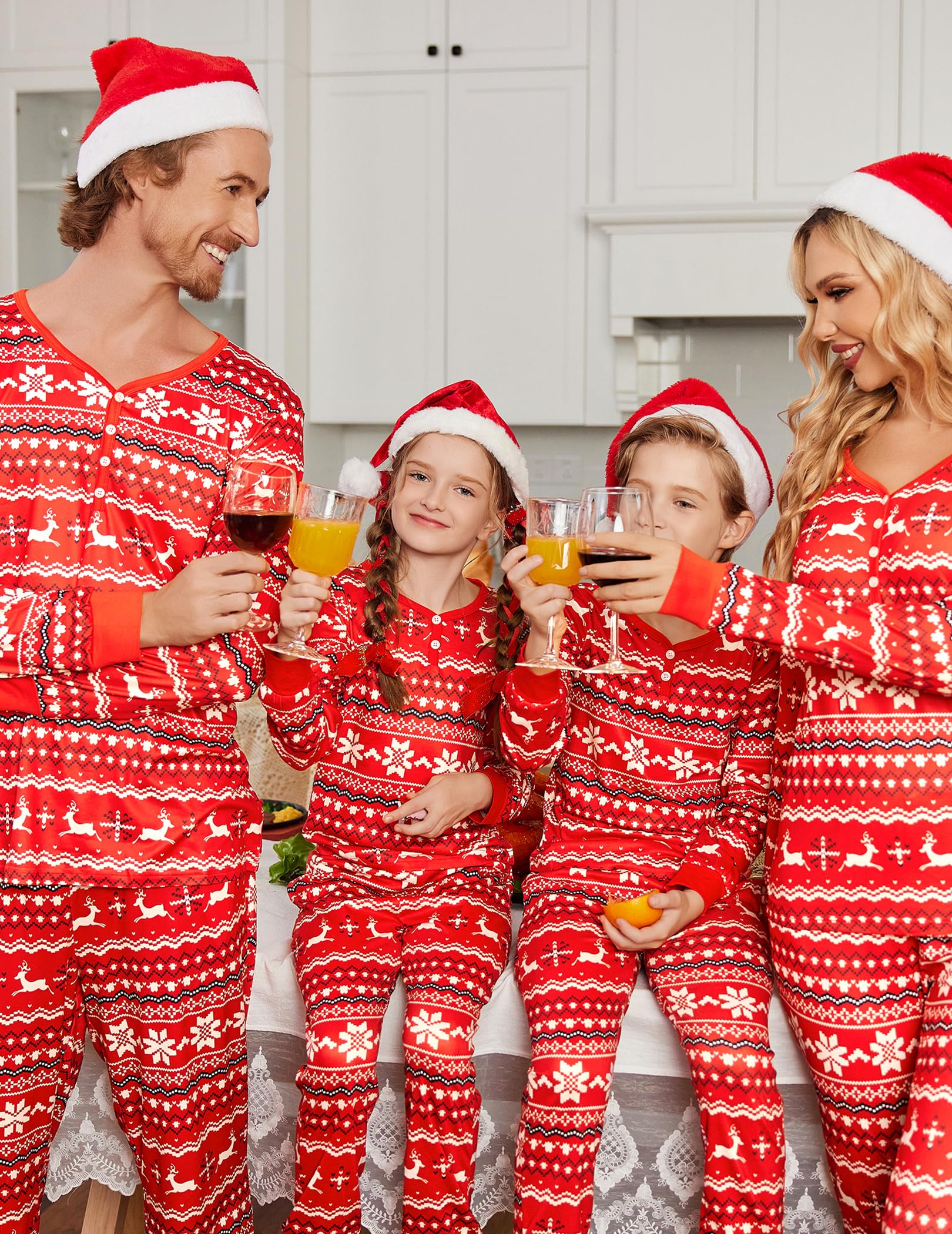 Ekouaer Christmas Pajamas for Family Matching Pj Sets Womens Mens Kids Pjs Long Sleeve Sleepwear Lounge Sets Outfits