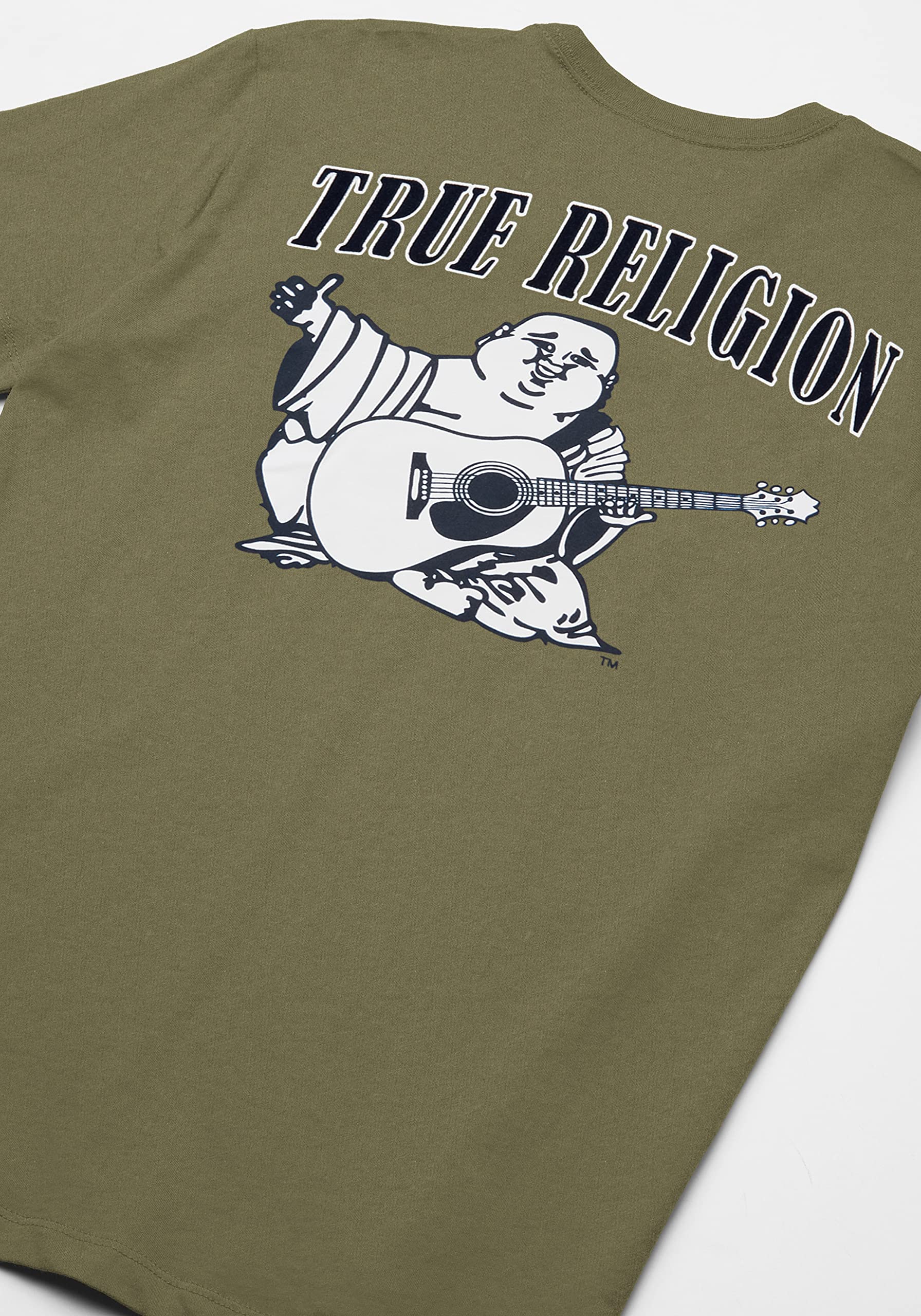 True Religion Men's Buddha Logo Crew Neck Tee, Militant Green, Large