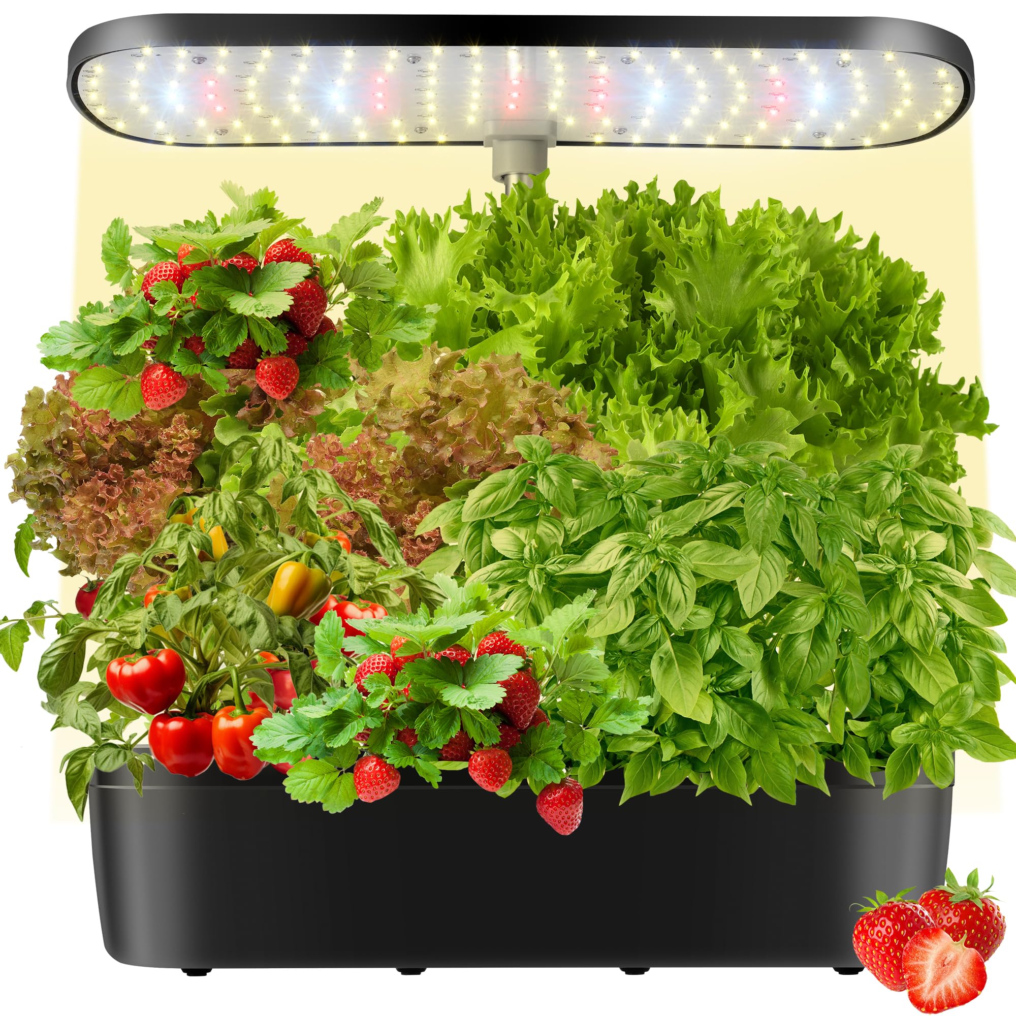 OneBlis Hydroponics Growing System Kit, 3 Mode Lights 12 PodsHerb Garden System Kits, Adjustable Height 7.6-16.6", Smart Water Pump Planter Indoor Gardening for Fruit, Vegetable, Stems, Plant