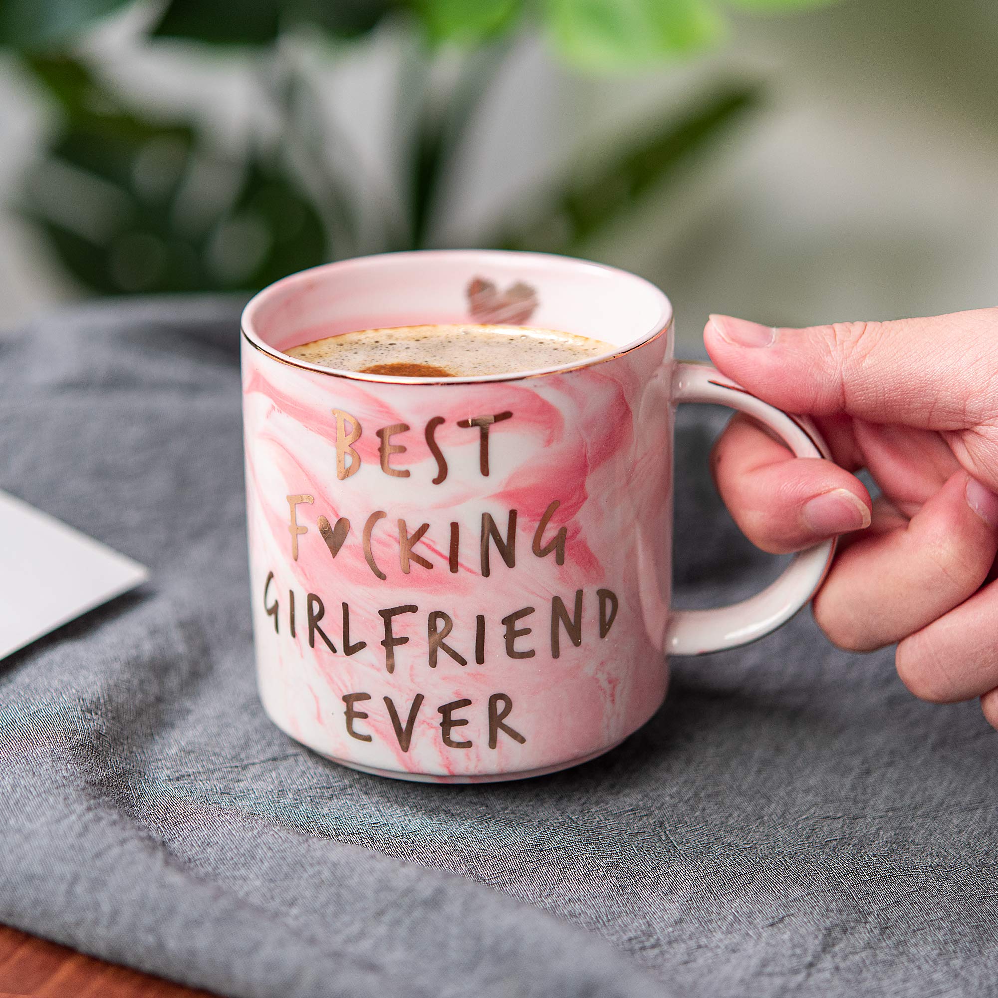 Christmas Gifts for Girlfriend - Birthday, Anniversary, Romantic Gift - Best Girlfriend Ever - Funny Cute Couple Birthday Gifts Ideas for Girlfriend, Her, Couples - Pink Mug, 11.5oz Coffee Cup