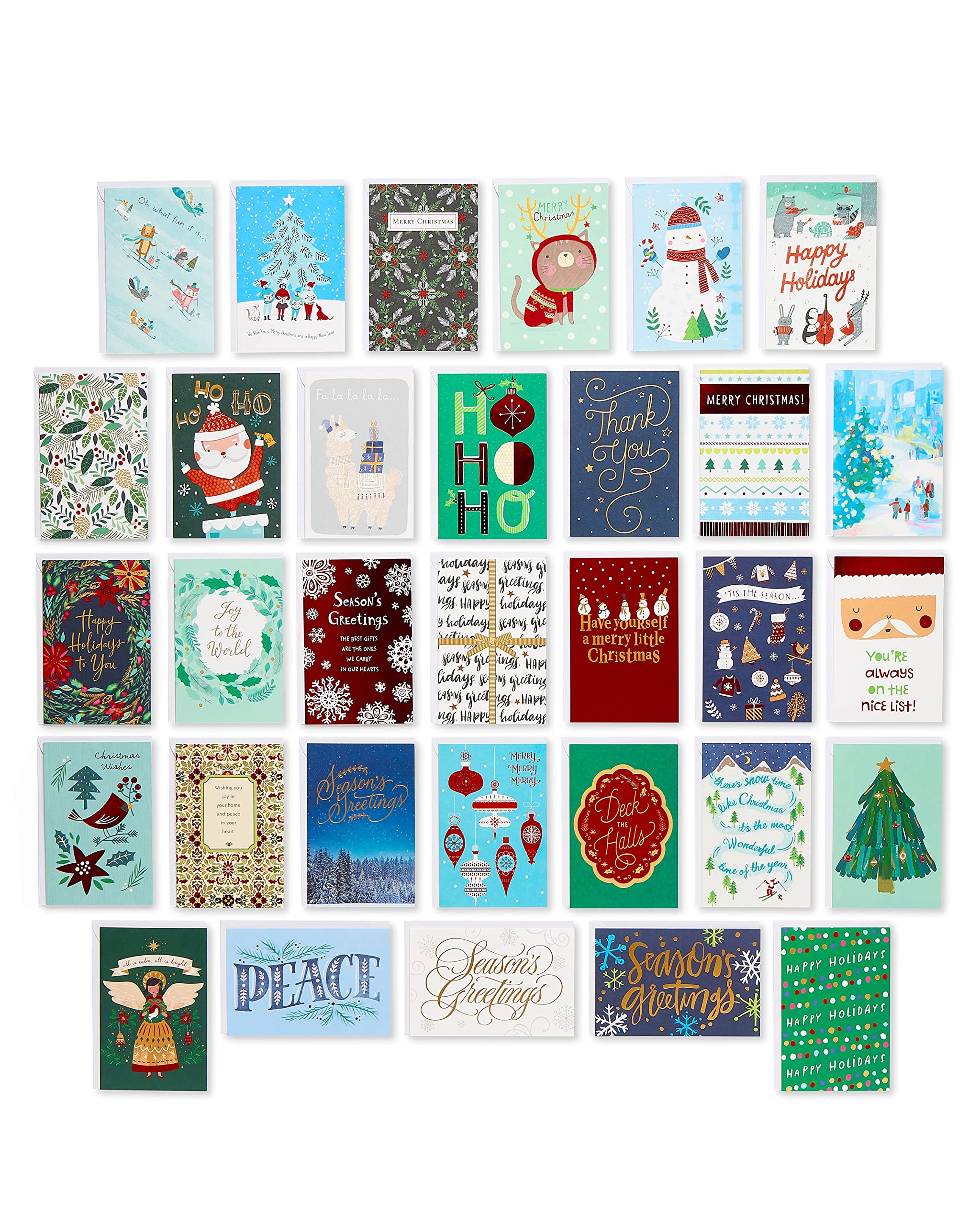 American Greetings Deluxe Christmas and Holiday Cards with Keepsake Box, Cheerful Variety (32-Count)