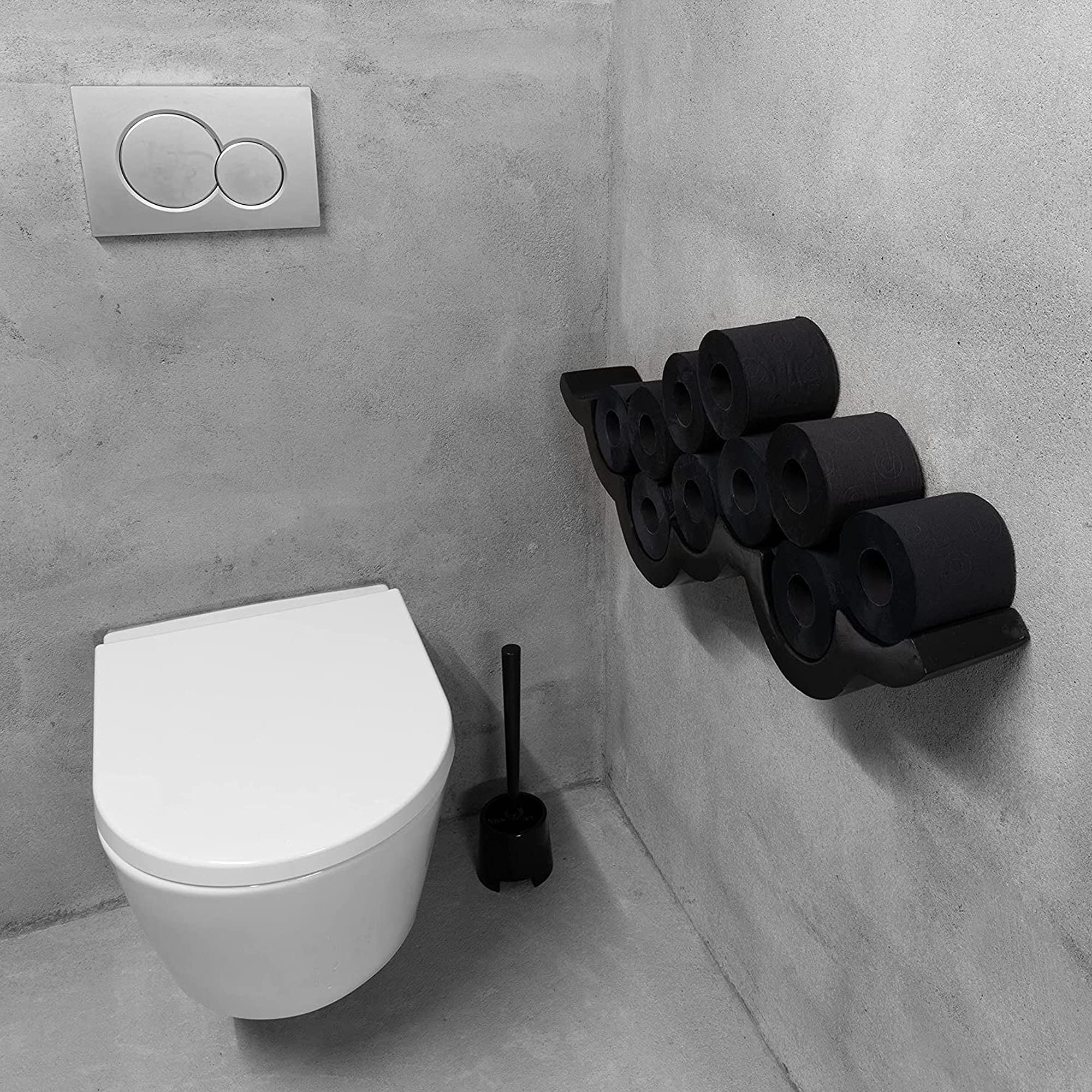 Renova Black Toilet Paper 3-Ply -Ideal for Decorating Your Home or Office - Pack of 6 Compact Rolls- 140 Sheets - Eco-label Certified - Dermatologically Tested - Septic Safe - Sustainable & Soft