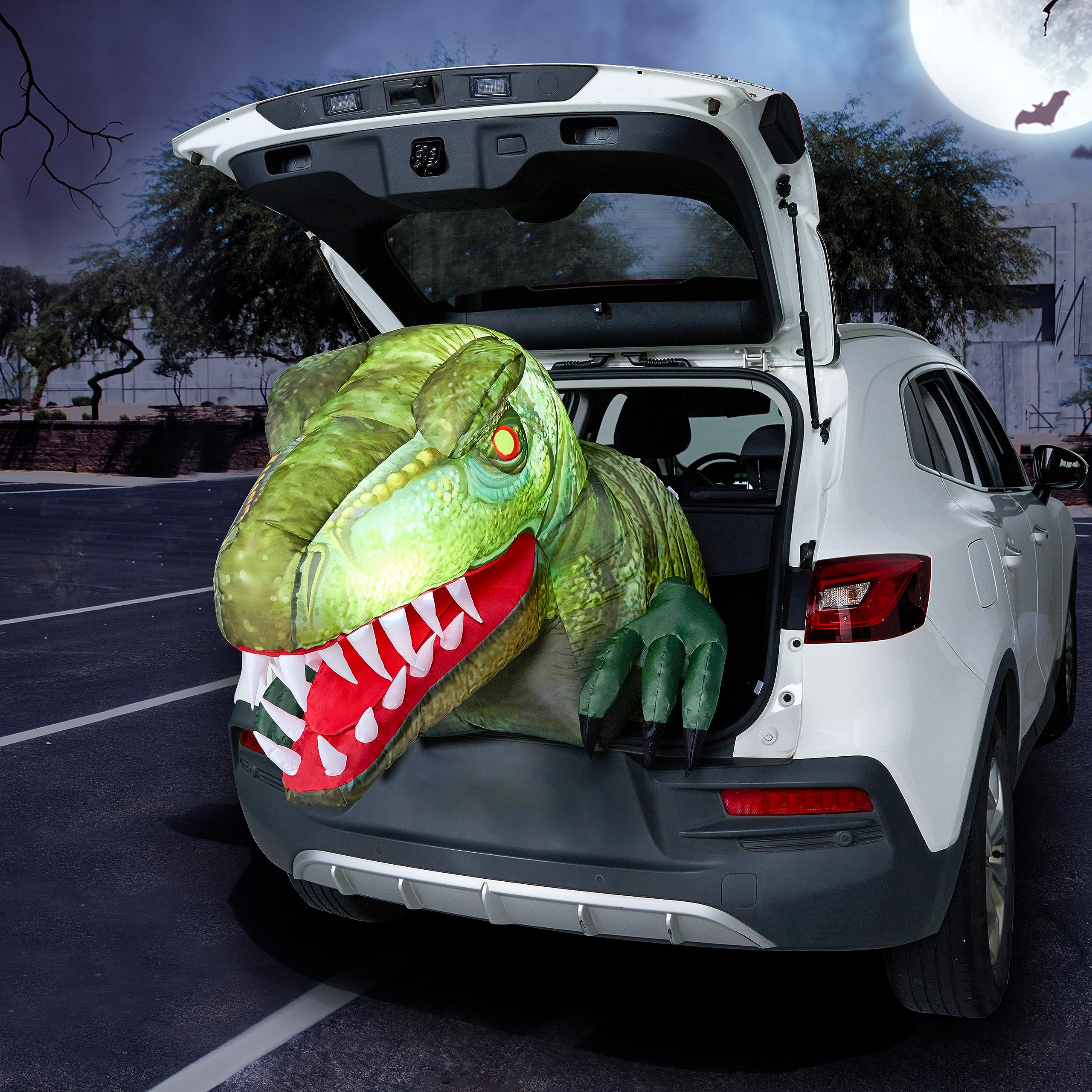 Joiedomi Animated 3.6 ft Halloween Inflatable Outdoor Decorations, Trunk or Treat Car Decorations, Halloween Blow Ups Animated Dinosaur with LEDs for Halloween Decor, Halloween Yard Decoration