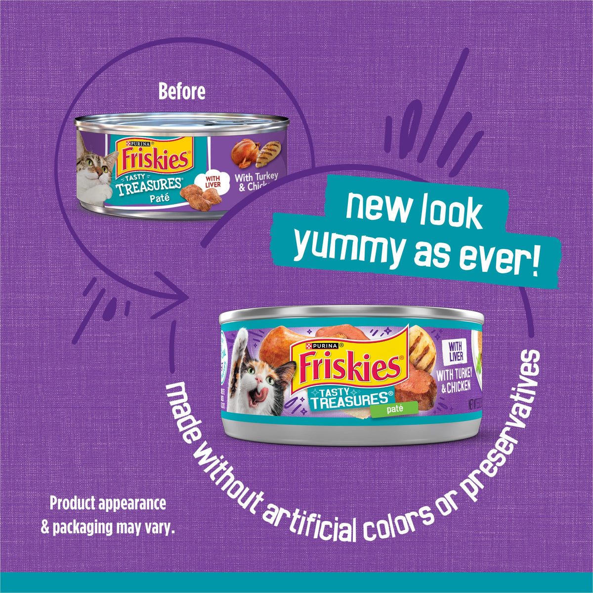 Purina Friskies Wet Cat Food Tasty Treasures With Turkey and Chicken Pate (With Liver) - (Pack of 24) 5.5 oz. Cans