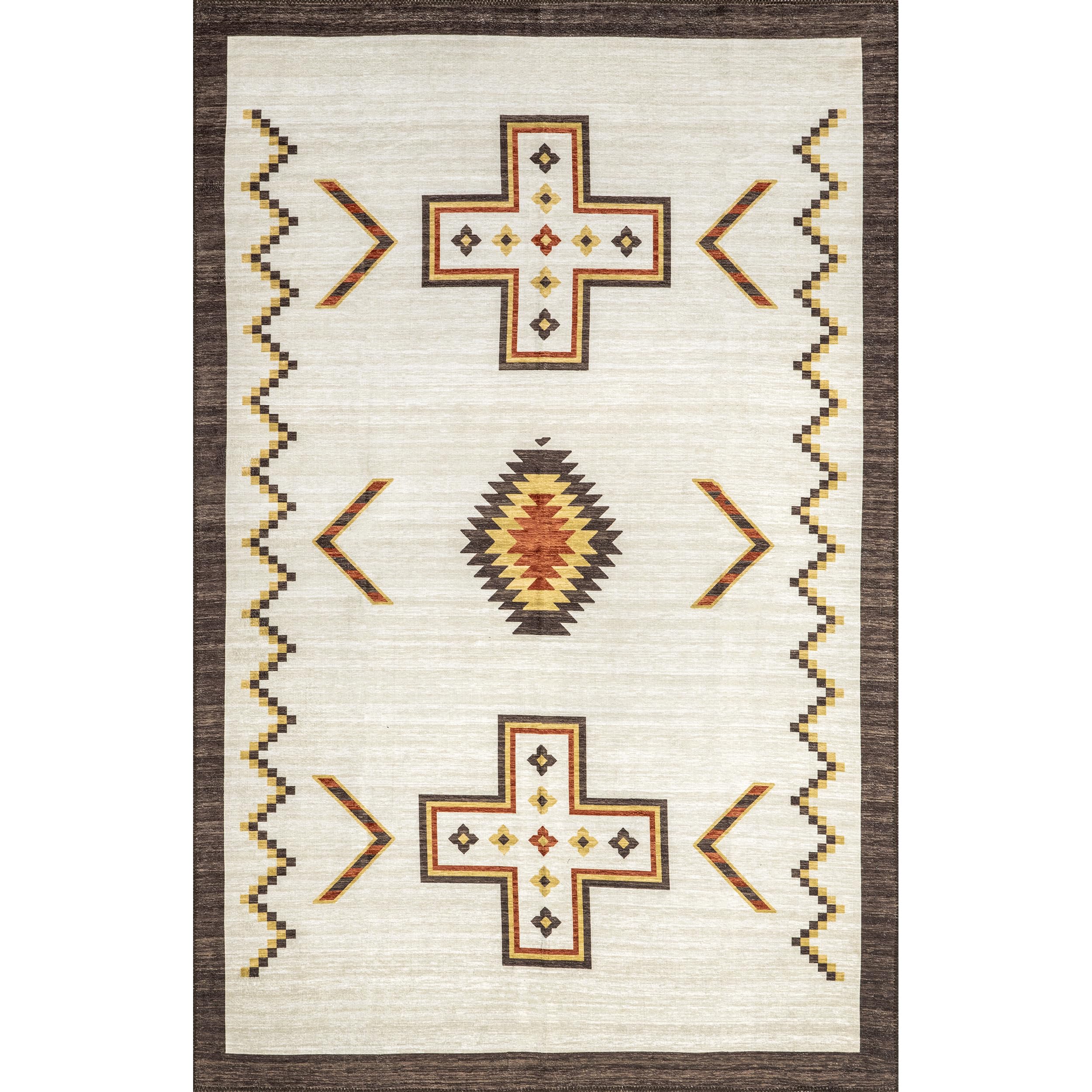 nuLOOM Colbie Tribal Machine Washable Area Rug, 4x6, Ivory