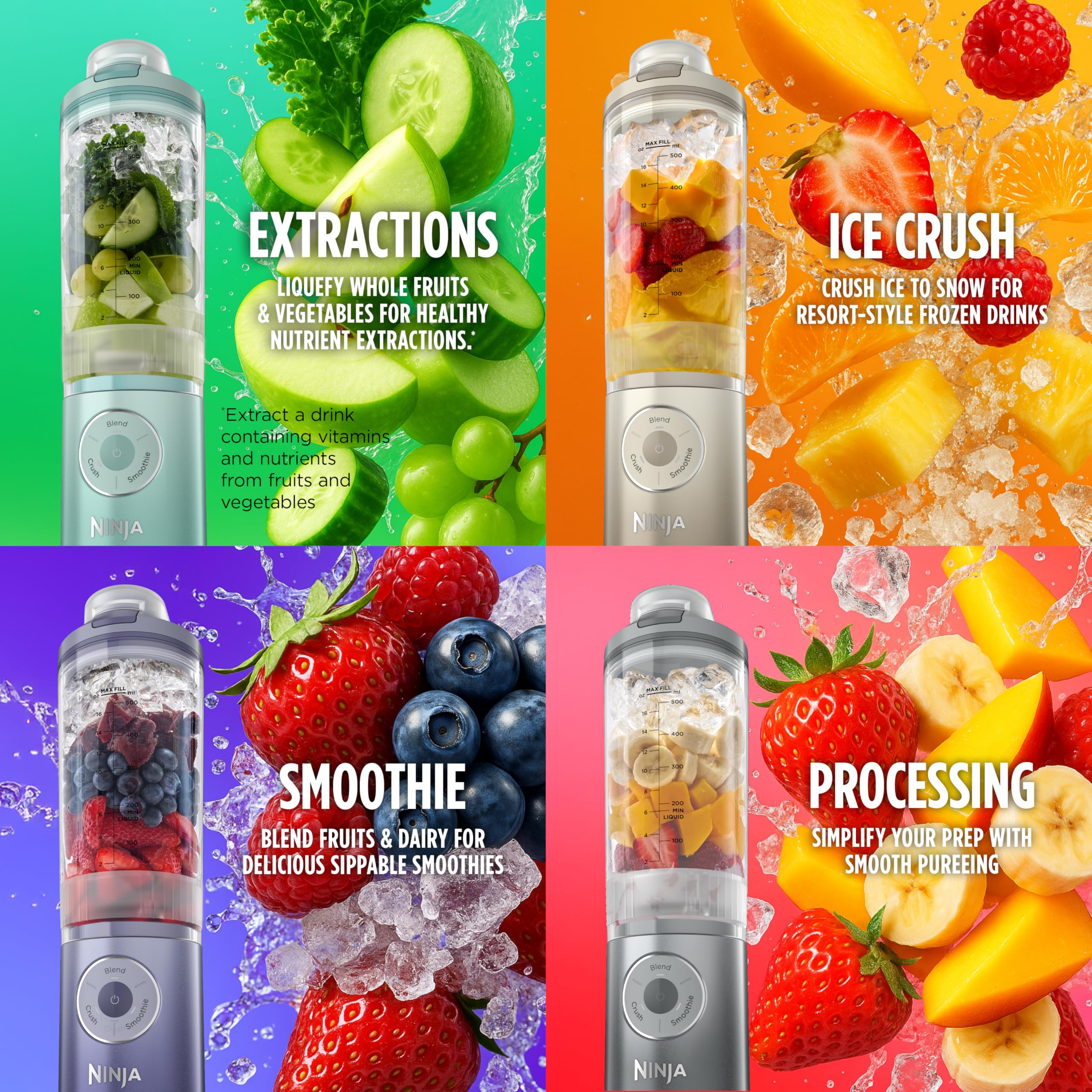 Ninja Blast Max, Portable Blender + Twist & Go, Personal Smoothie, Blend, Ice Crush, 3 Programs, Cordless, 22 oz removable Vessel, Dishwasher Safe, Leakproof, Pink, BC251PK