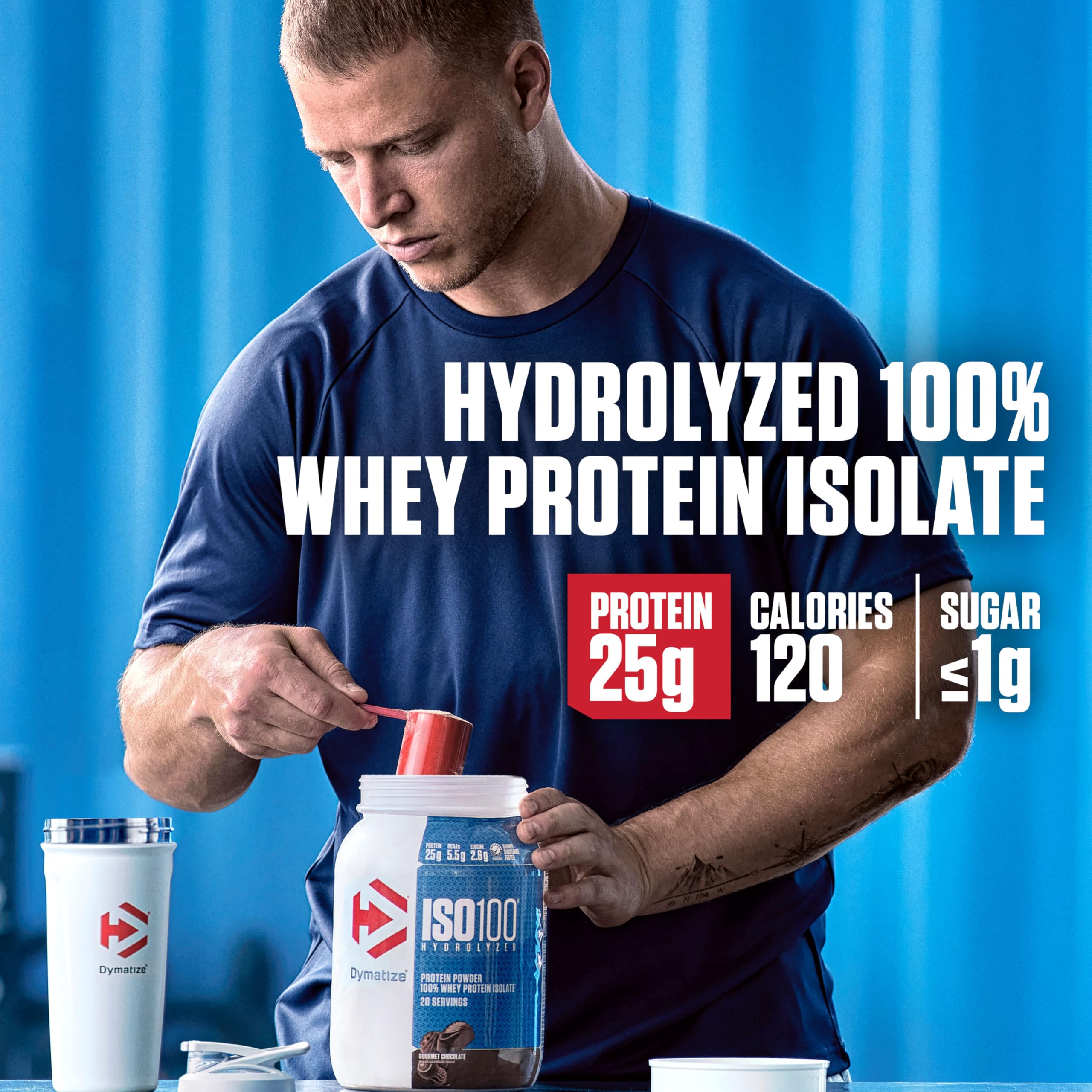 Dymatize ISO 100 Whey Protein Powder with 25g of Hydrolyzed 100% Whey Isolate, Gluten Free, Fast Digesting, Gourmet, 3 Pound, Vanilla, 3 Pound, 48 Oz