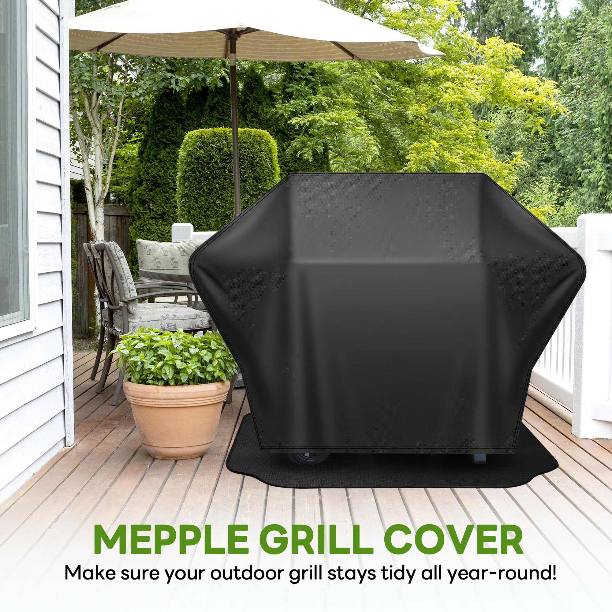 Mepple Grill Cover 60 Inch & Under Grill Mat,Waterproof Fade Resistant Anti-UV Barbecue Grill Cover & Weather Protection BBQ Cover for Griddle Outdoor,Compatible with Weber Nexgrill Charbroil Grill
