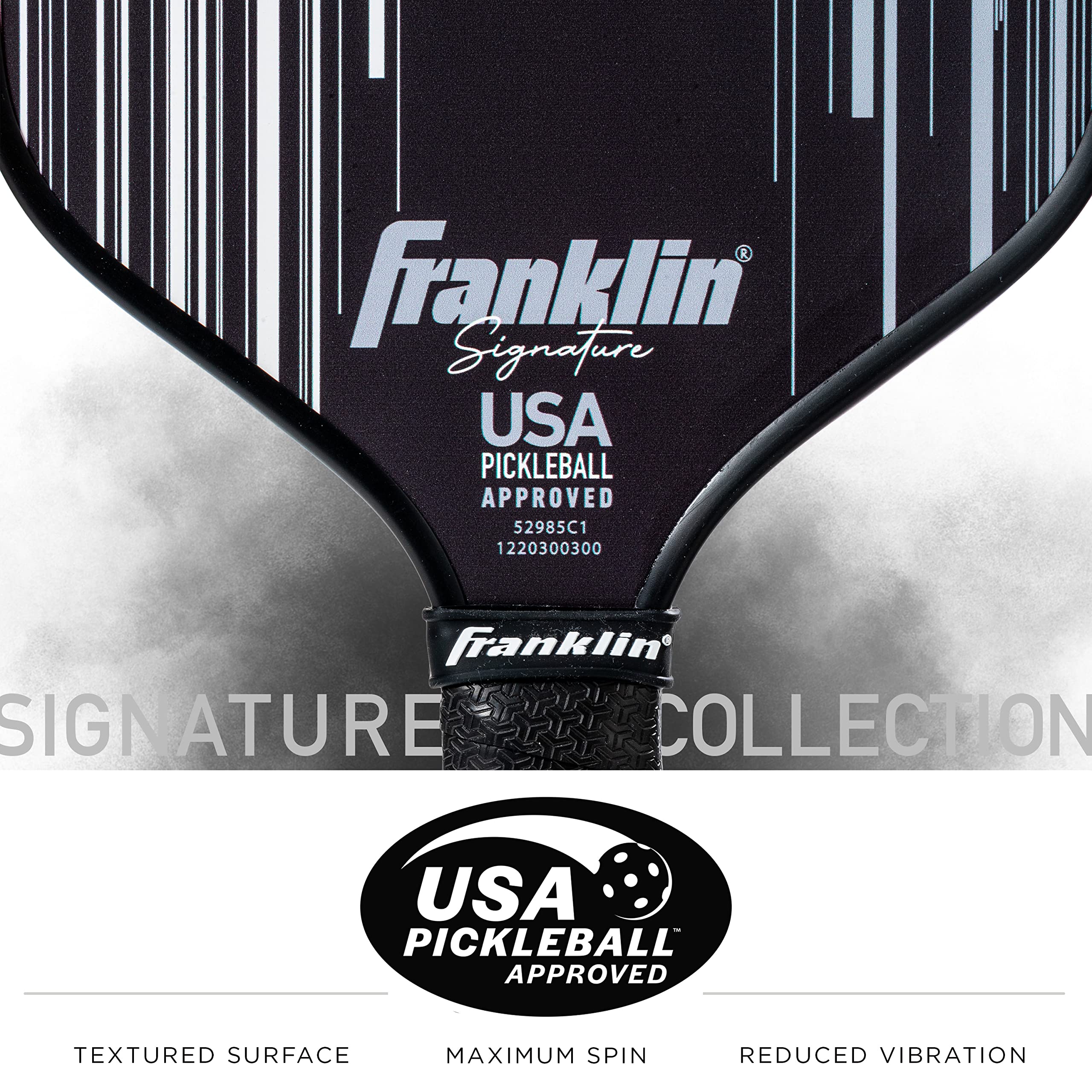 Franklin Sports Pro Pickleball Paddles - Signature Series Pro Pickleball Paddle with MaxGrit Surface - USA Pickleball (USAPA) Approved Tournament Pickleball Paddle - 16mm Polypropylene Core - Black