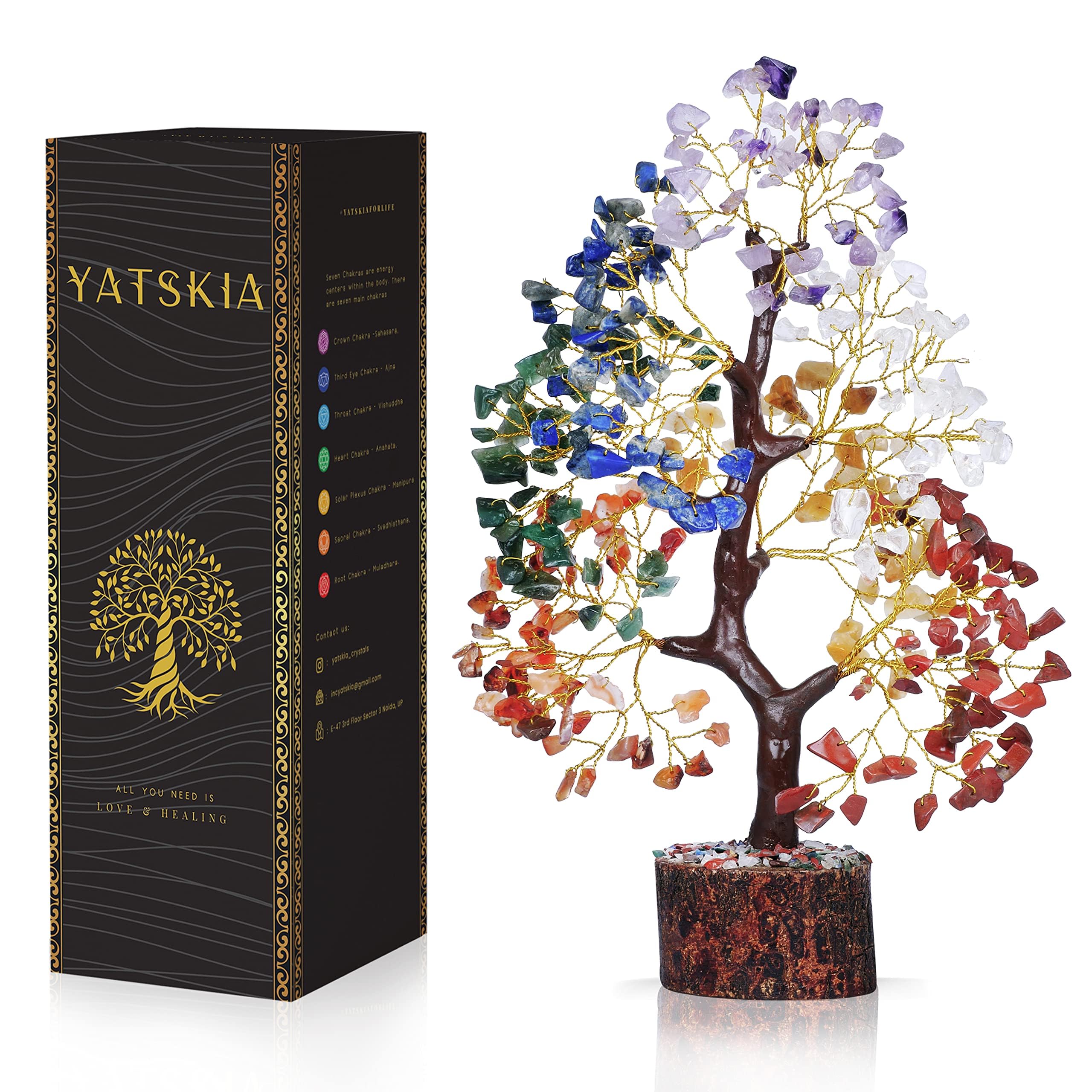 YATSKIA 7 Chakra Tree of Life, Crystals and Healing Stones, Birthday Gifts for Women - Crystal Tree for Positive Energy, Office Decor, Gifts for Women, Mom Birthday Gifts for Women